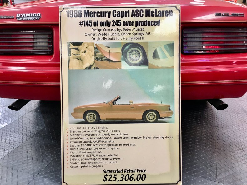 For Sale 1986 Mercury Capri