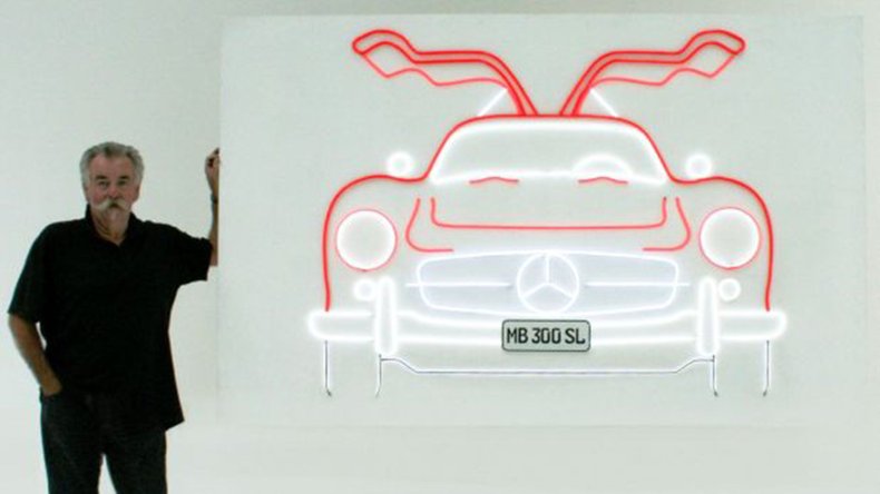 Broad Arrow Auctions | Mercedes-Benz 300 SL Gullwing Coupe Wall Art in "Neon"