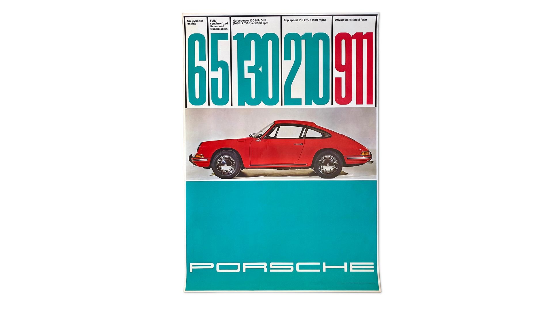 For Sale 1965 Porsche 911 "Numbers" Factory Advertising Poster