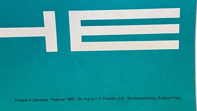 For Sale 1965 Porsche 911 "Numbers" Factory Advertising Poster