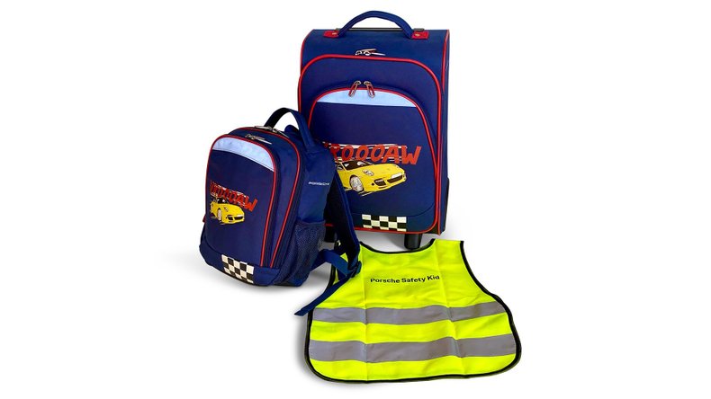 Broad Arrow Auctions | Children's 911 Turbo Vroooaw Luggage Set and Porsche Museum Safety Vest