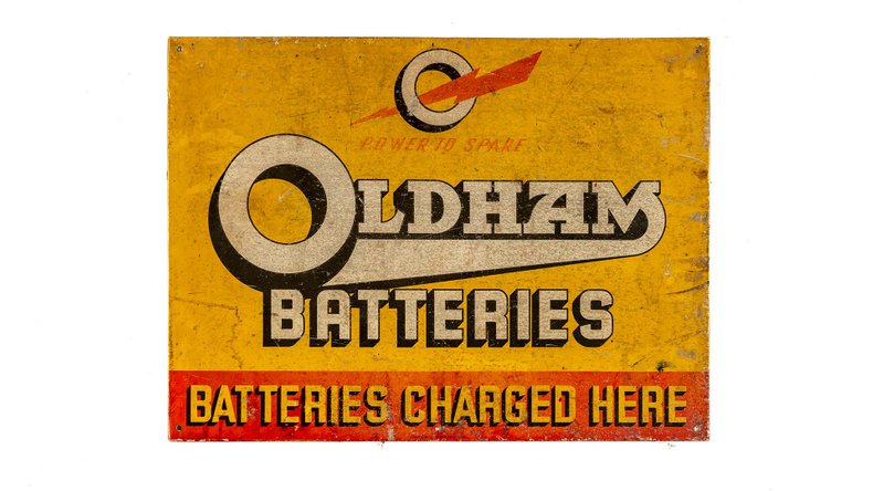 Broad Arrow Auctions | Oldham Batteries Tin Sign