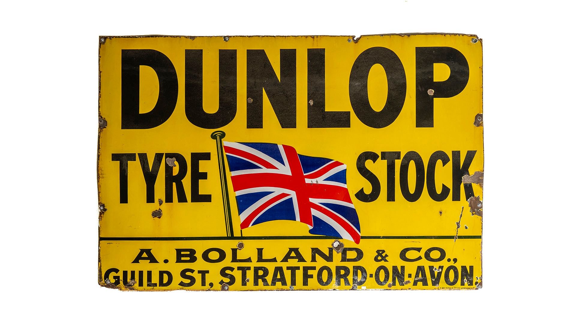Broad Arrow Auctions | Dunlop Tyre Stock Enamel Sign