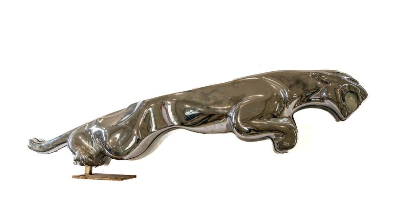 Broad Arrow Auctions | Jaguar Dealer Leaping Cat Figurine - Chrome Effect