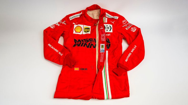 Broad Arrow Auctions | Carlos Sainz 2021 Original Ferrari Overalls