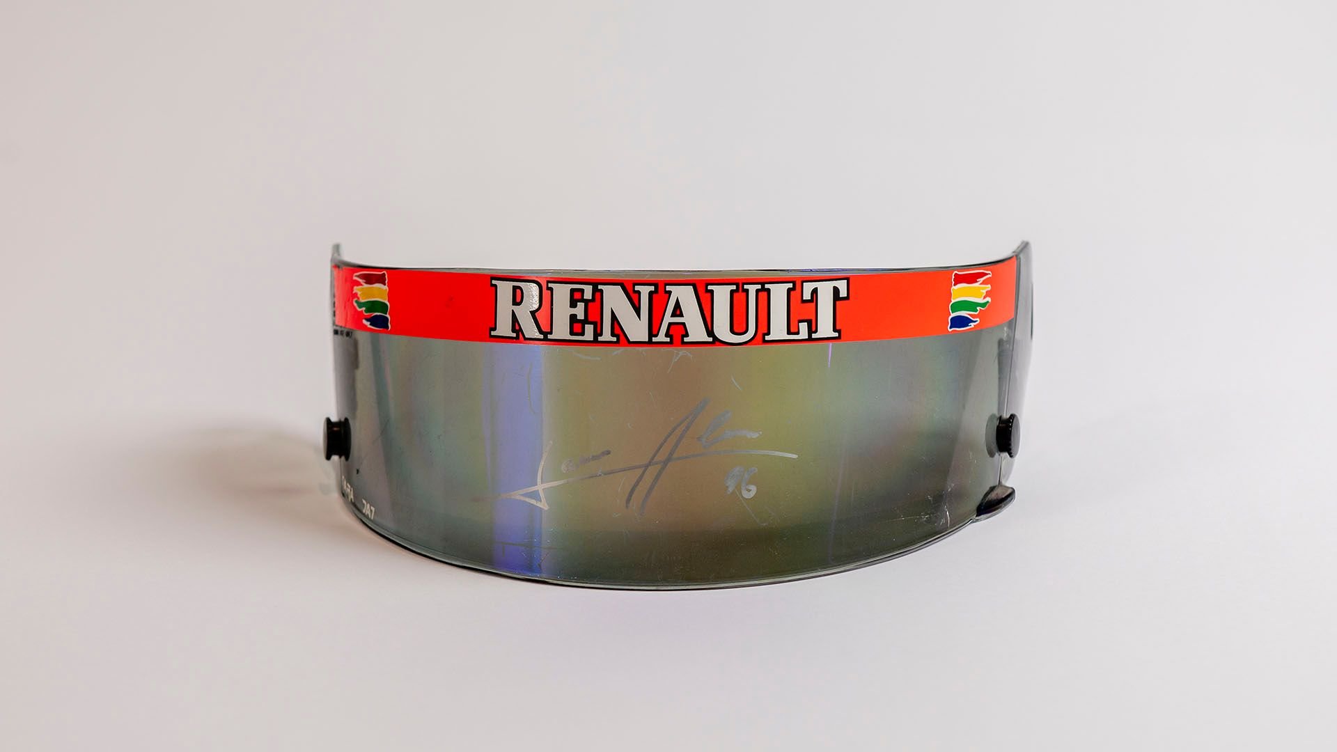 Broad Arrow Auctions | Jean Alesi 1996 Signed Original Benetton Helmet Visor