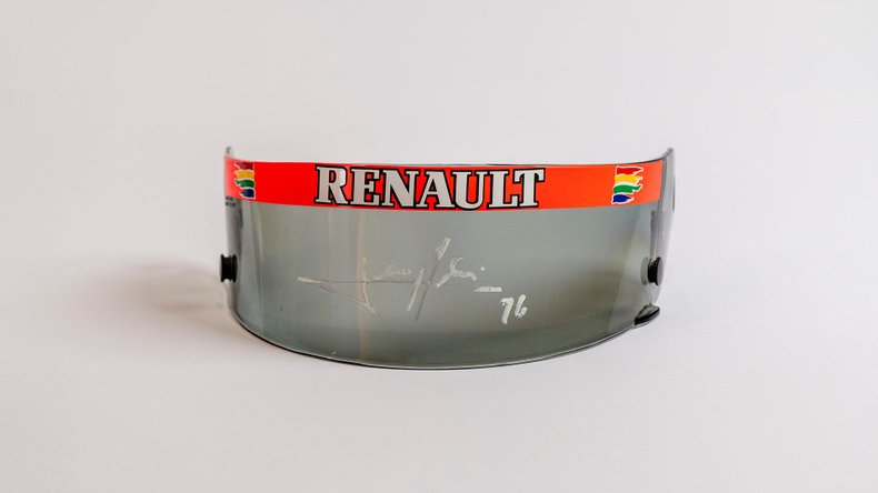 Broad Arrow Auctions | Jean Alesi 1996 Signed Original Benetton Helmet Visor