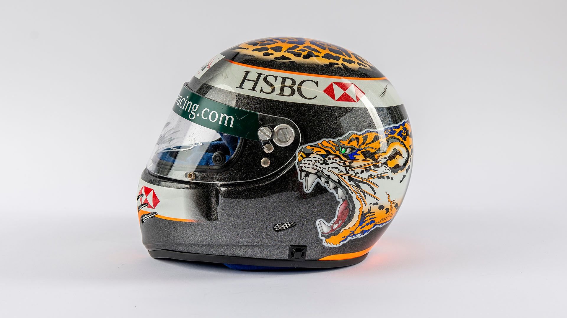 Broad Arrow Auctions | Eddie Irvine 2000 Original Jaguar Helmet Signed on Visor