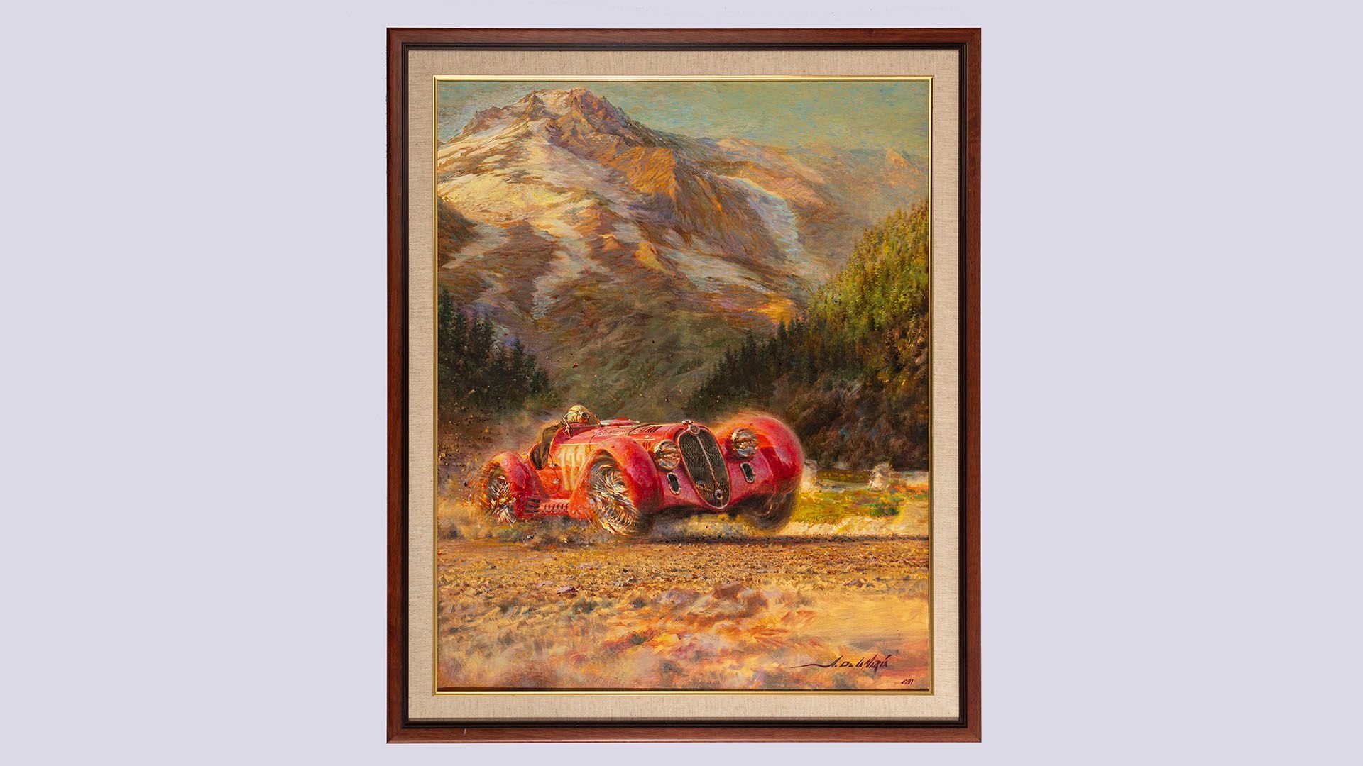 Broad Arrow Auctions | Alfredo De La Maria Alfa Romeo 8C 2900 Oil Painting