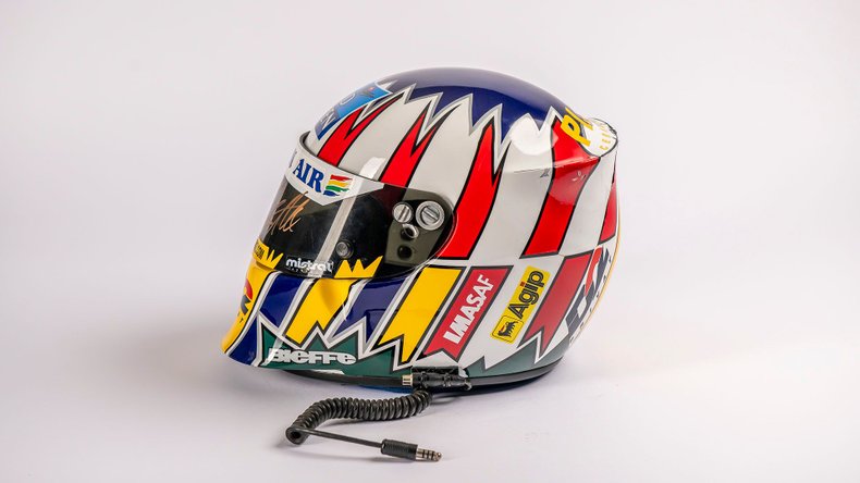 Broad Arrow Auctions | Alex Wurz 1998 Signed Original Benetton Helmet with Monaco Flag to Rear