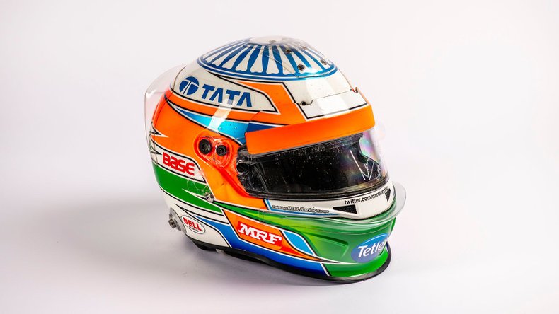 Broad Arrow Auctions | Narain Karthikeyan 2012 Original HRT Helmet Signed Japan 2012 by the Driver