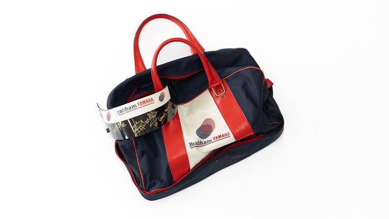 Broad Arrow Auctions | Mark Blundell Visor & Brabham Kit Bag