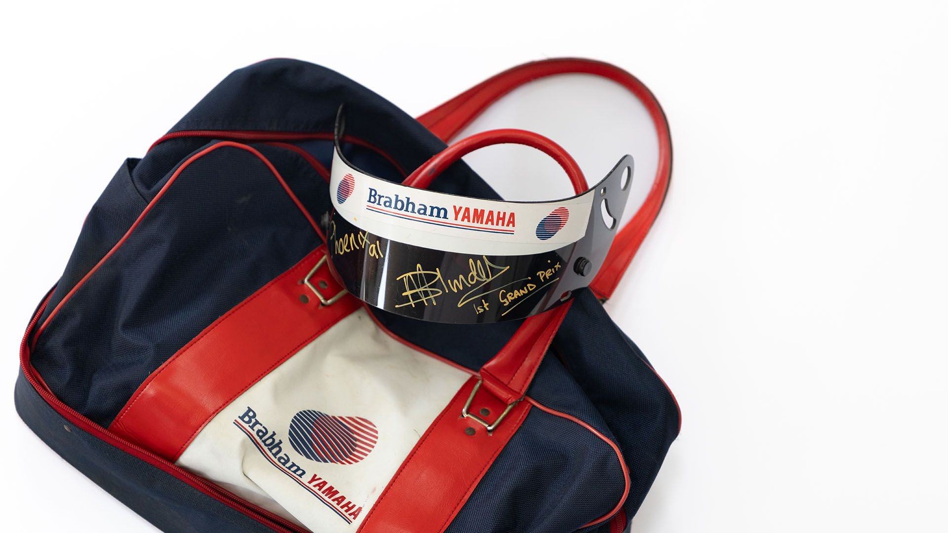 Broad Arrow Auctions | Mark Blundell Visor & Brabham Kit Bag