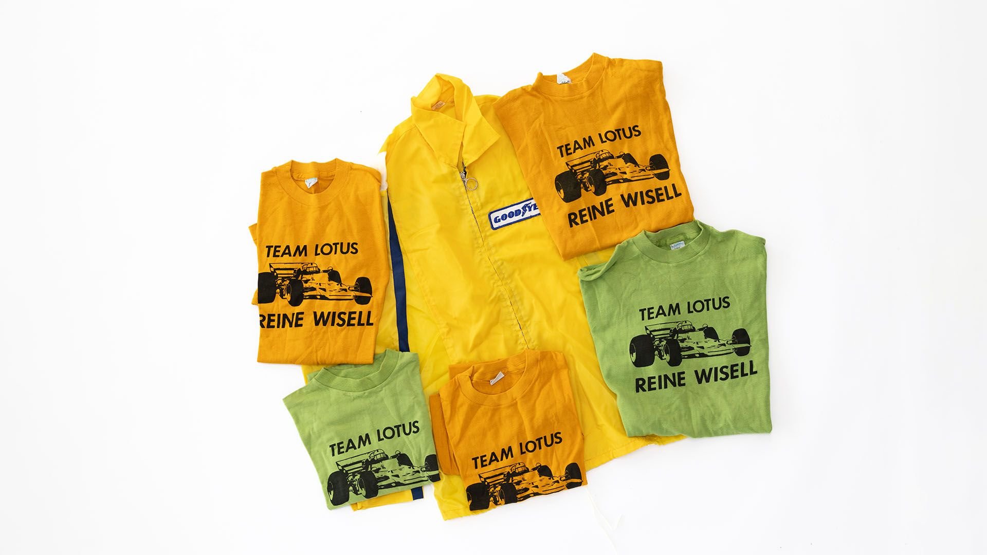 Broad Arrow Auctions | Original Goodyear Jacket & Team Lotus T-Shirts