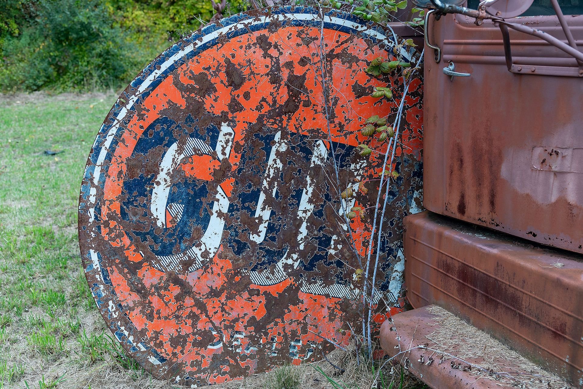 For Sale Very Worn, Large Gulf Oil Sign