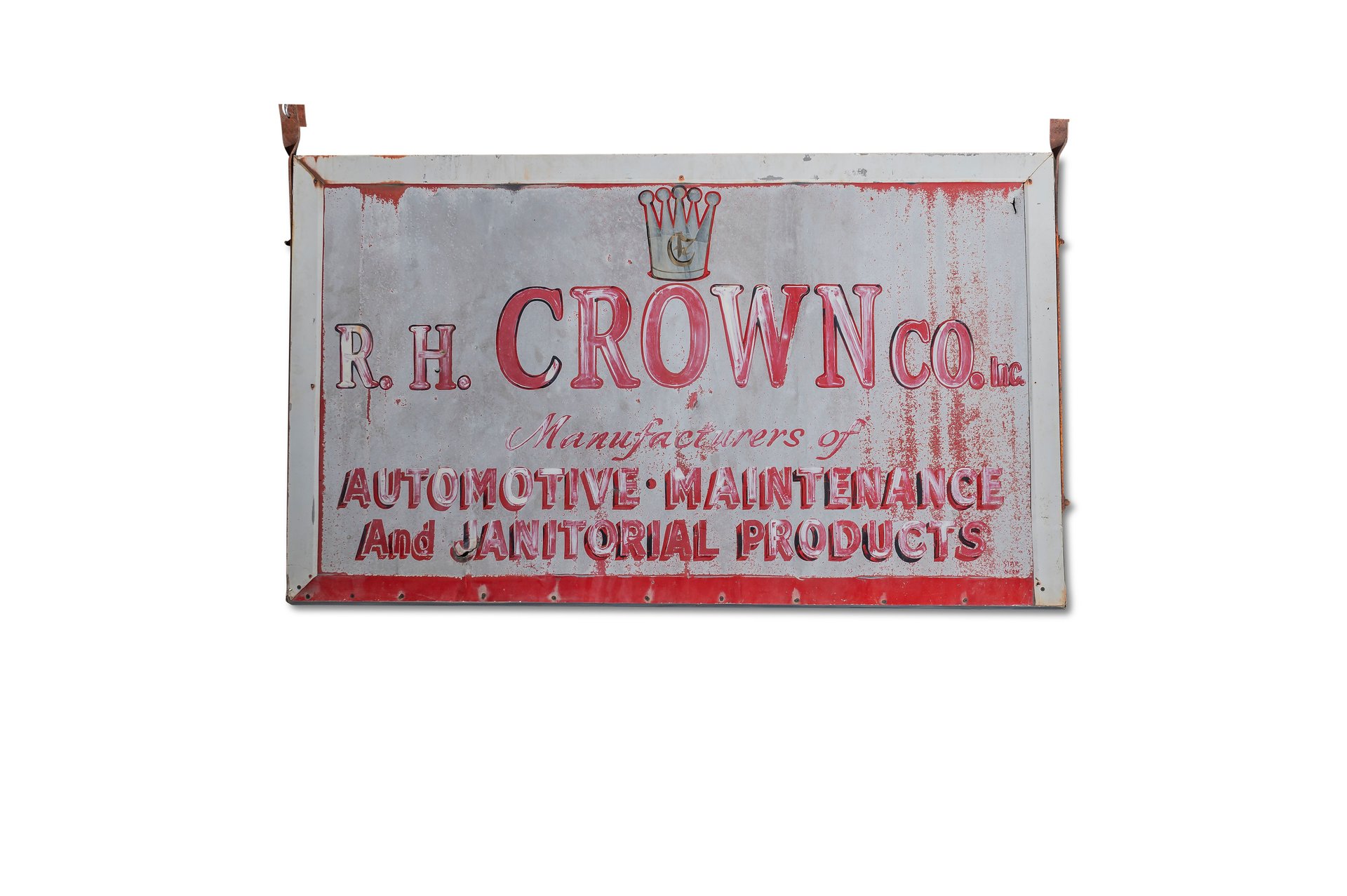 Broad Arrow Auctions | 'R.H. Crown Co.' Painted Metal Sign, Double-Sided