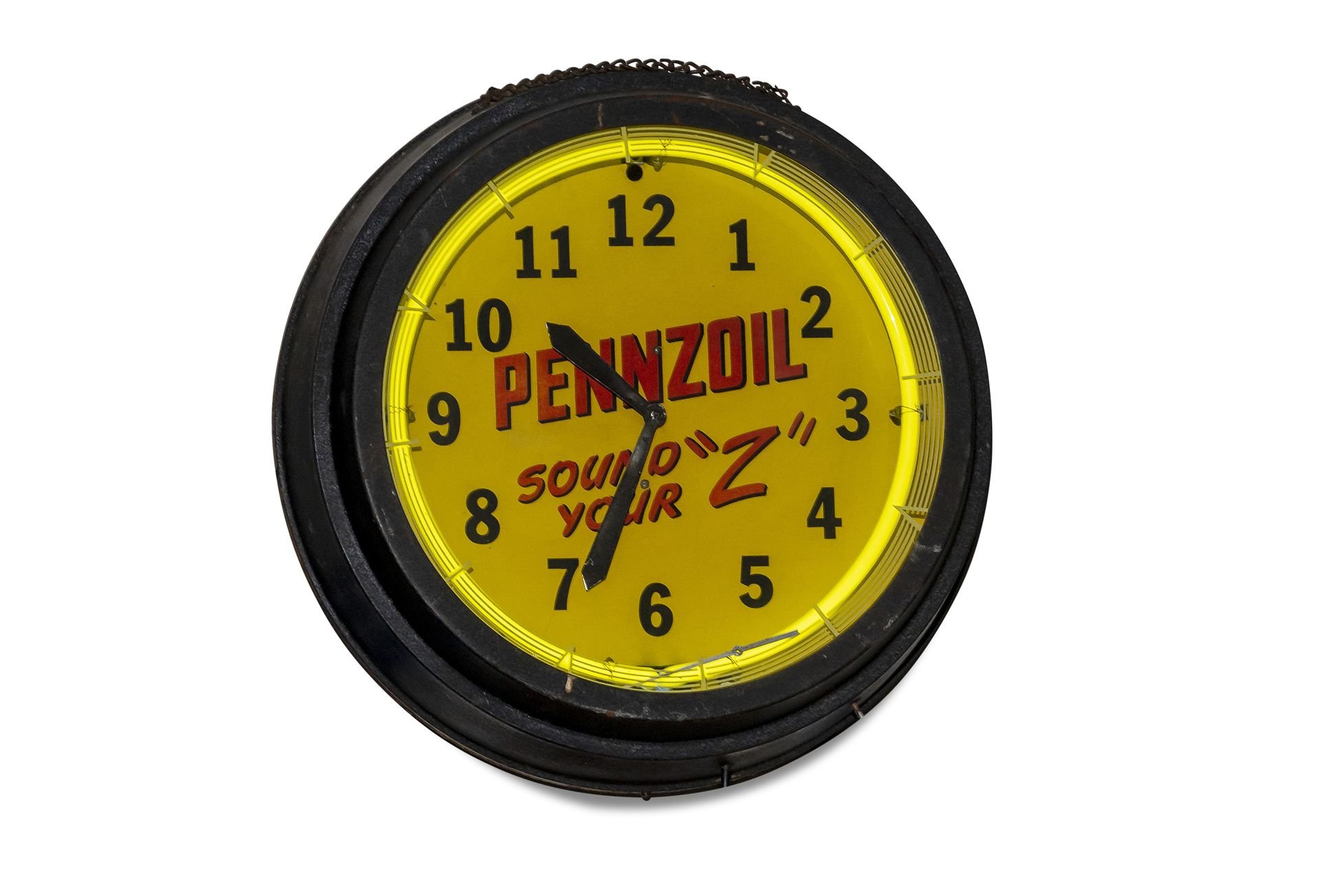 For Sale 'Pennzoil' Neon Hanging Clock