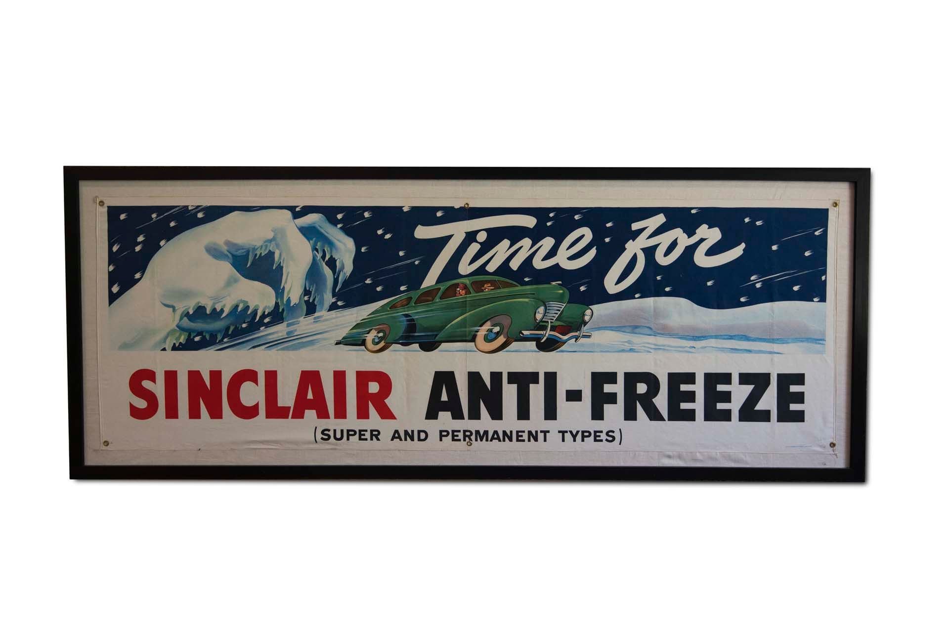 For Sale Framed 'Sinclair Anti-Freeze' Painted Canvas Sign