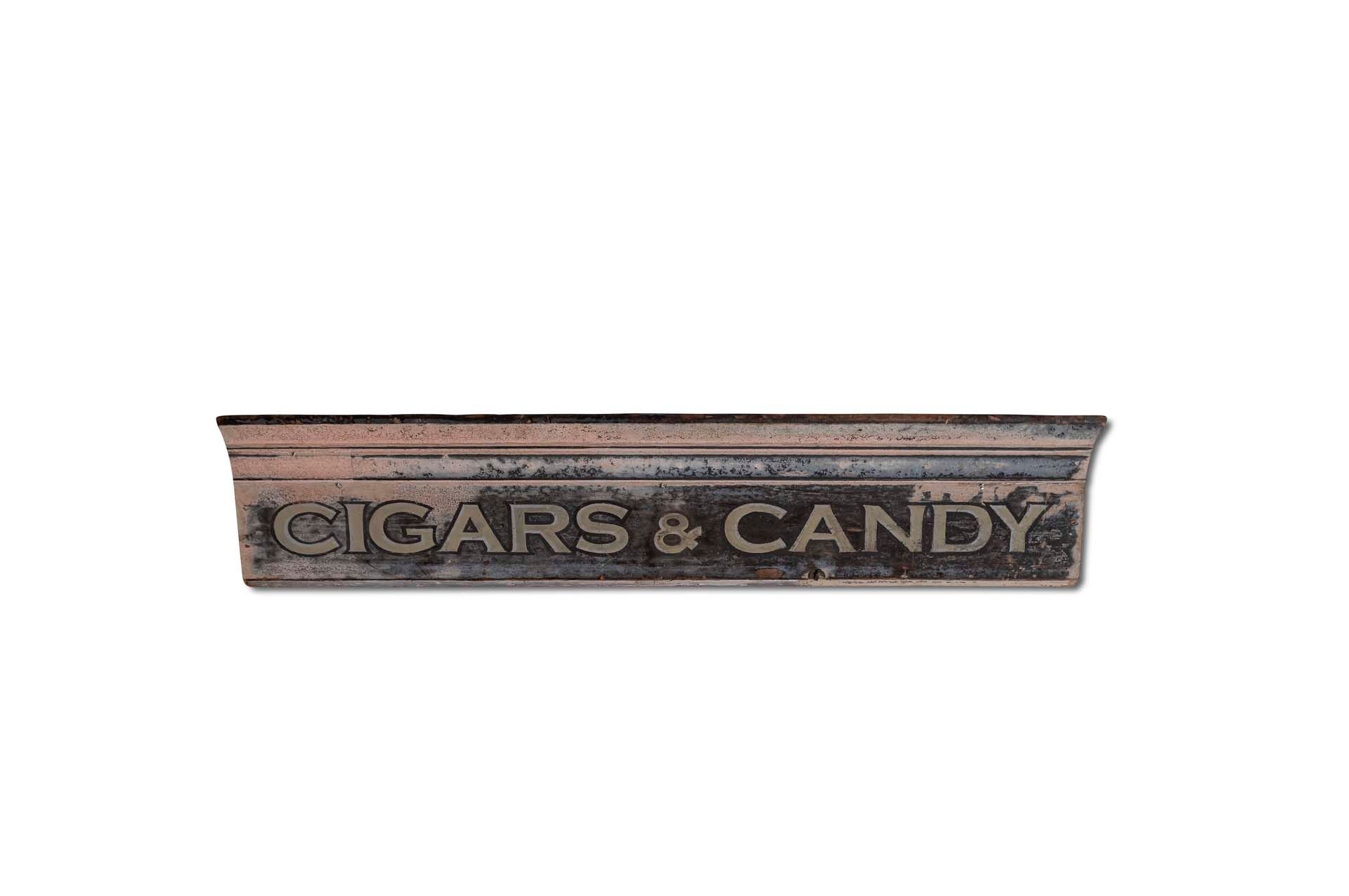For Sale 'Cigars & Candy' Wood Eave Sign