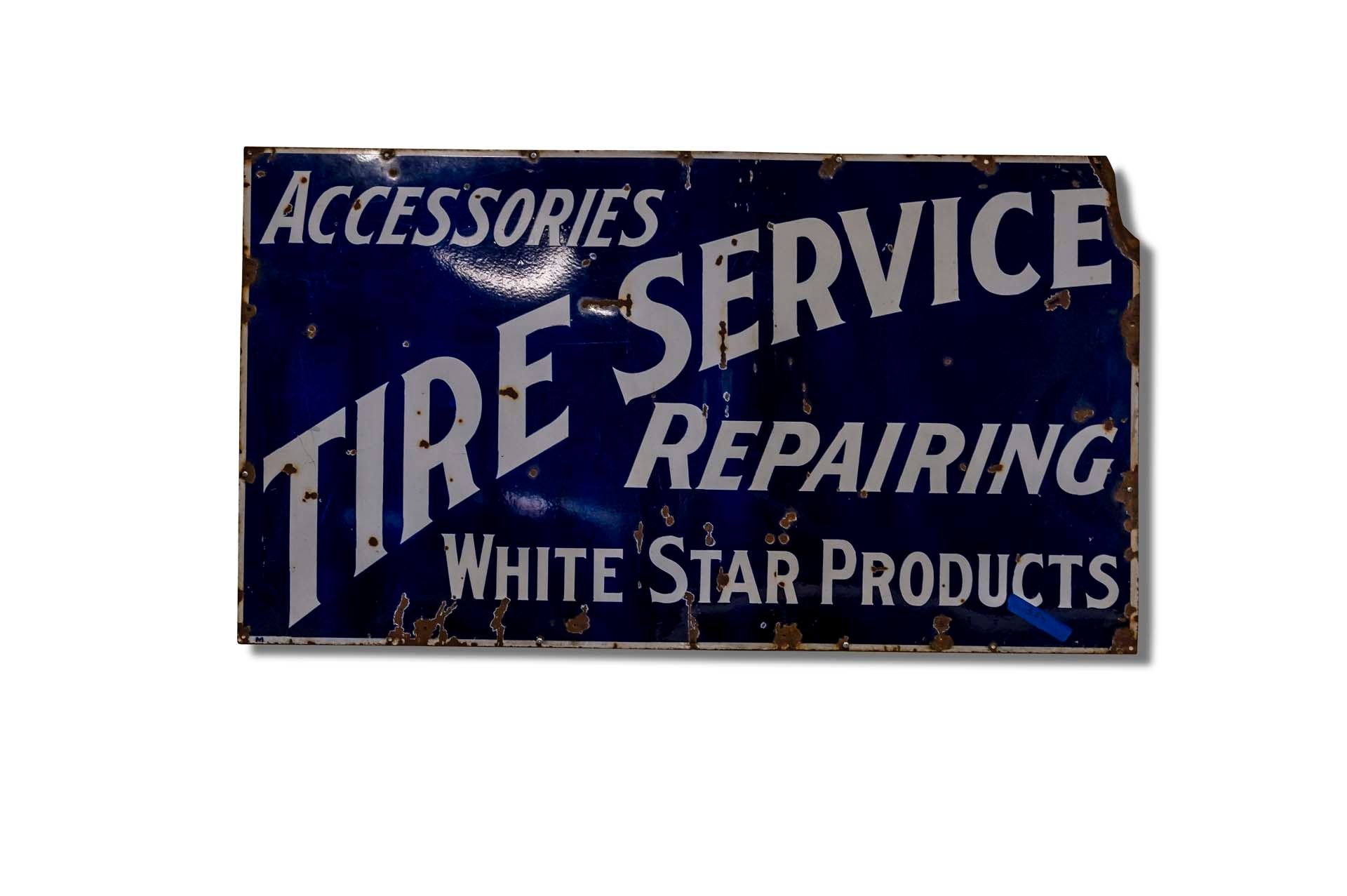 For Sale 'White Star Products Tire Service' Porcelain Sign