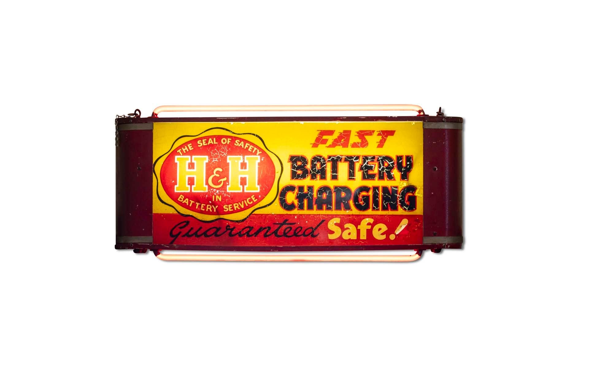 Broad Arrow Auctions | 'H&H Battery Charging' Illuminated Neon Sign