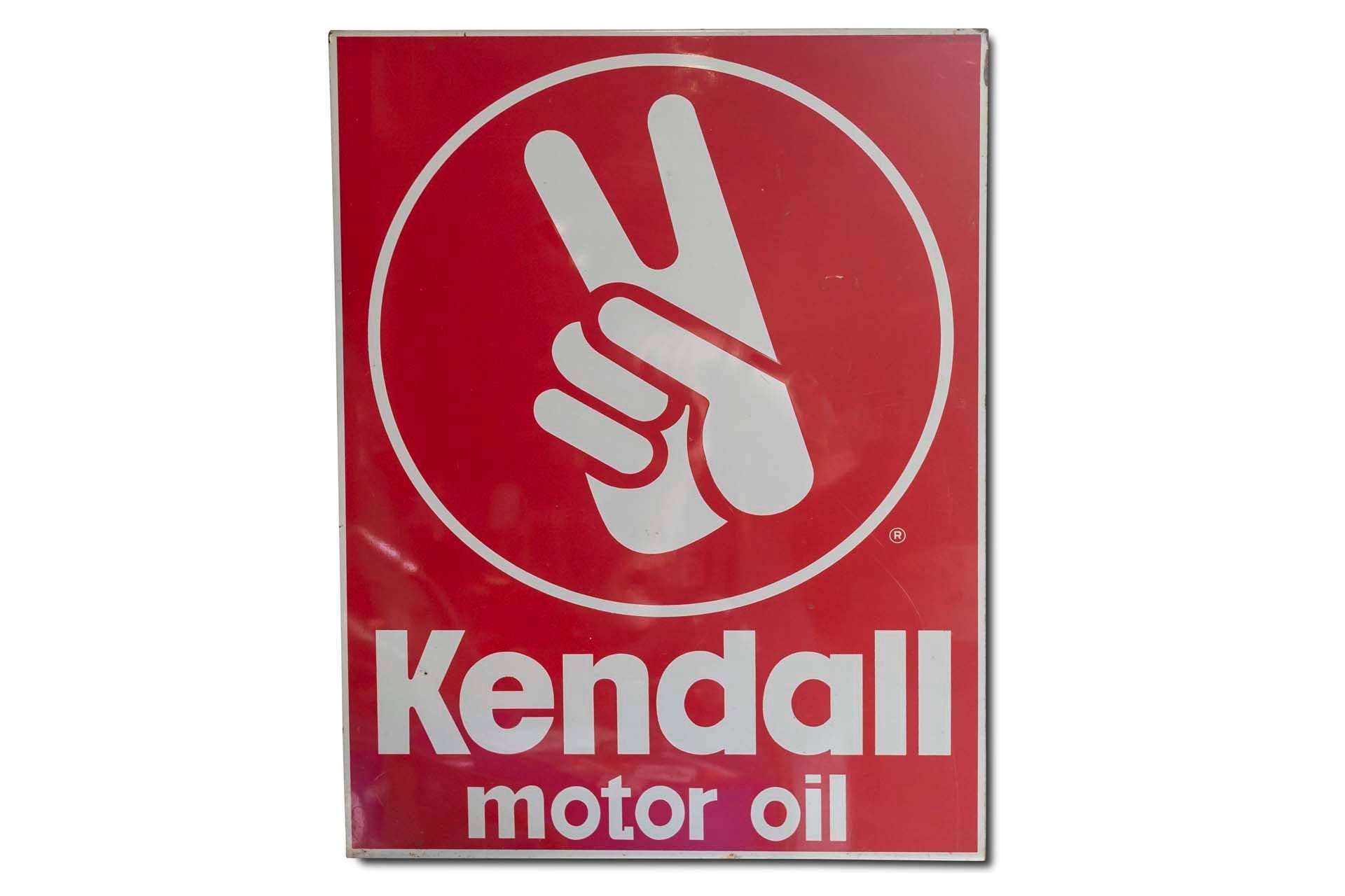 For Sale Set of Two 'Kendall Motor Oils' Painted Metal Sign and Double-sided Porcelain