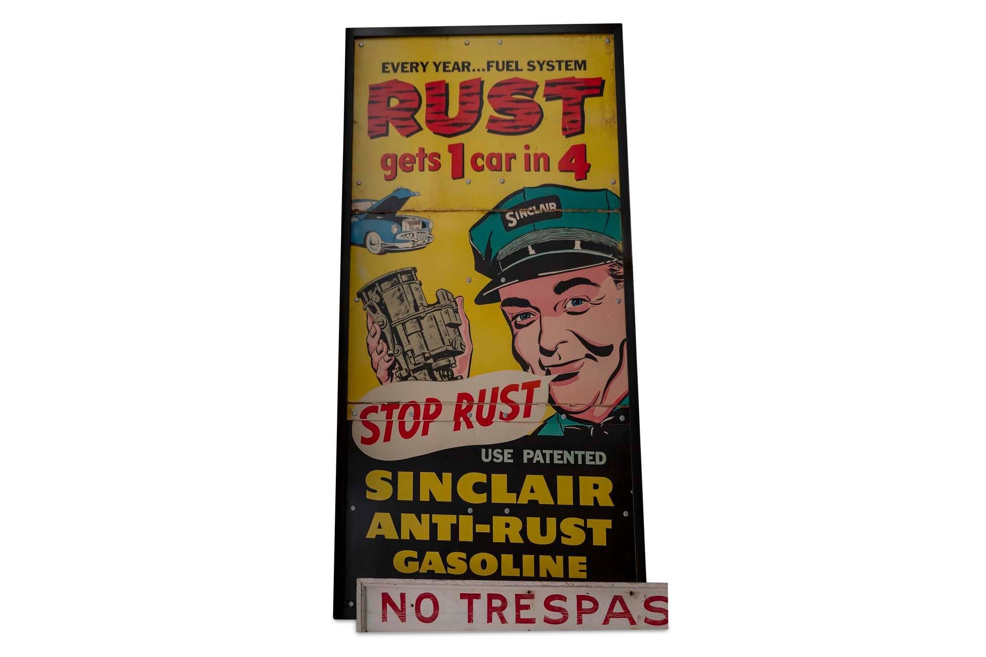 Broad Arrow Auctions | Framed Large Sinclair Anti-Rust 3 Piece Cardboard Sign