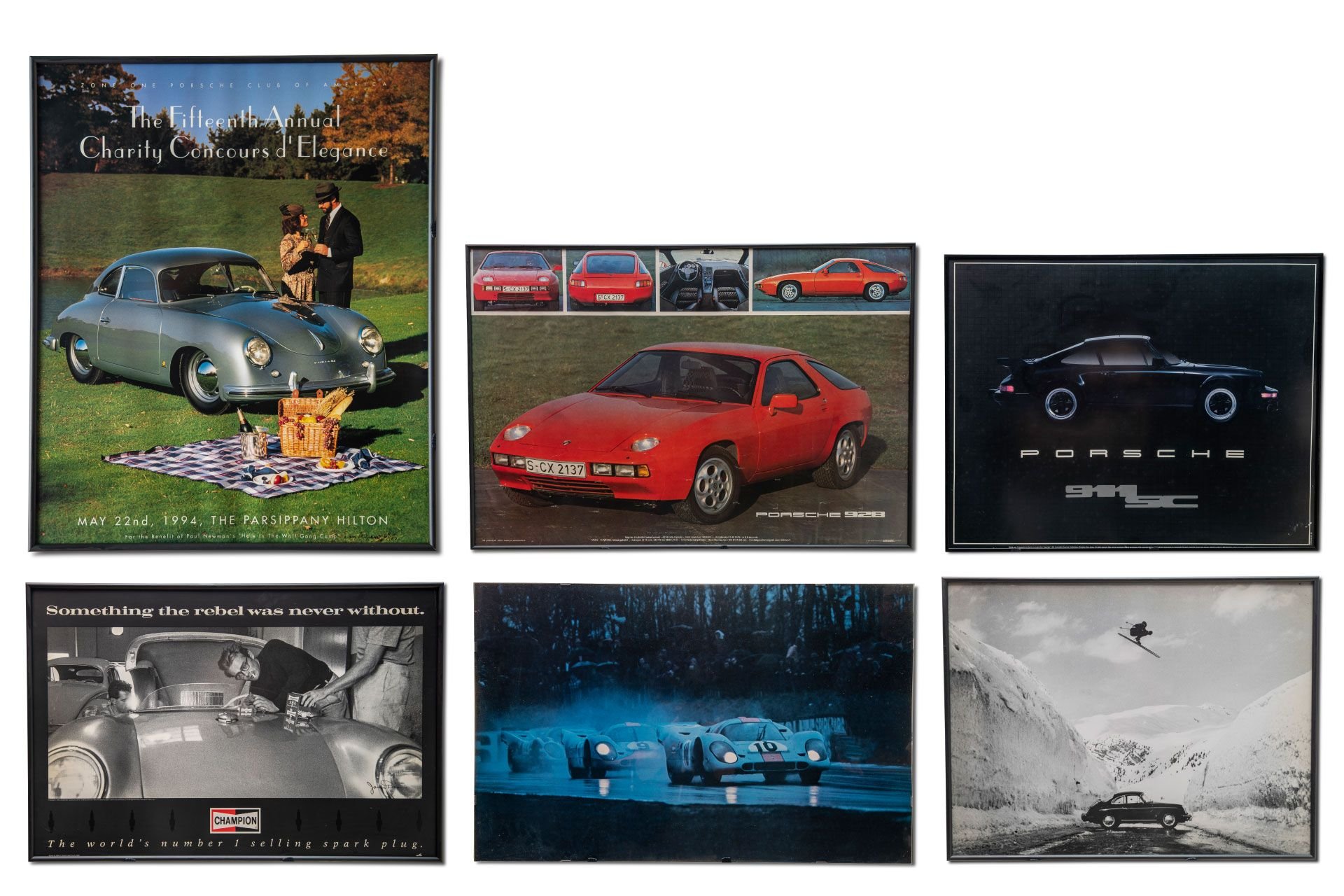 For Sale Assorted Framed Porsche Road Car Posters and Artwork