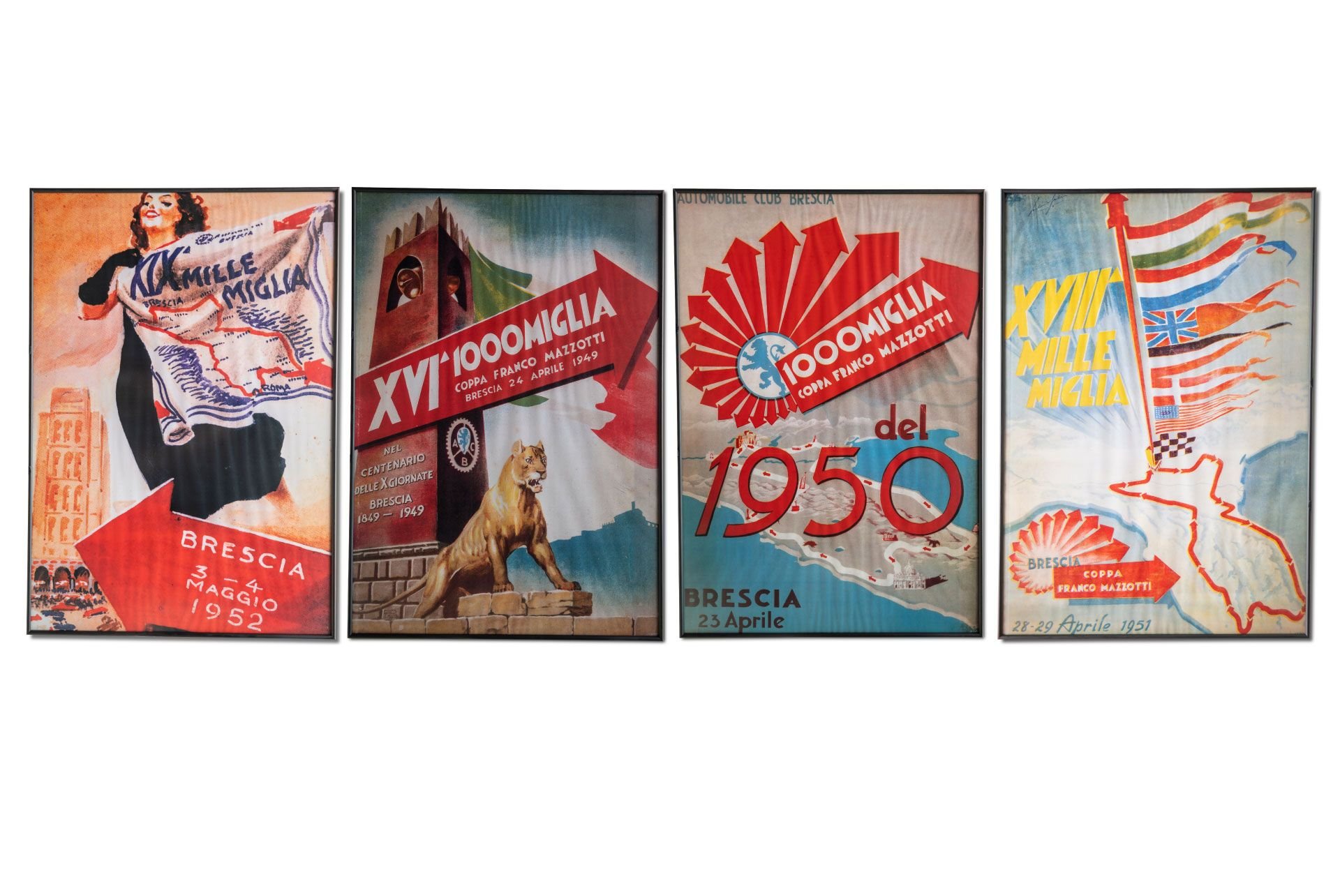 For Sale Group of Four Framed 'Mille Miglia' Reproduction Posters