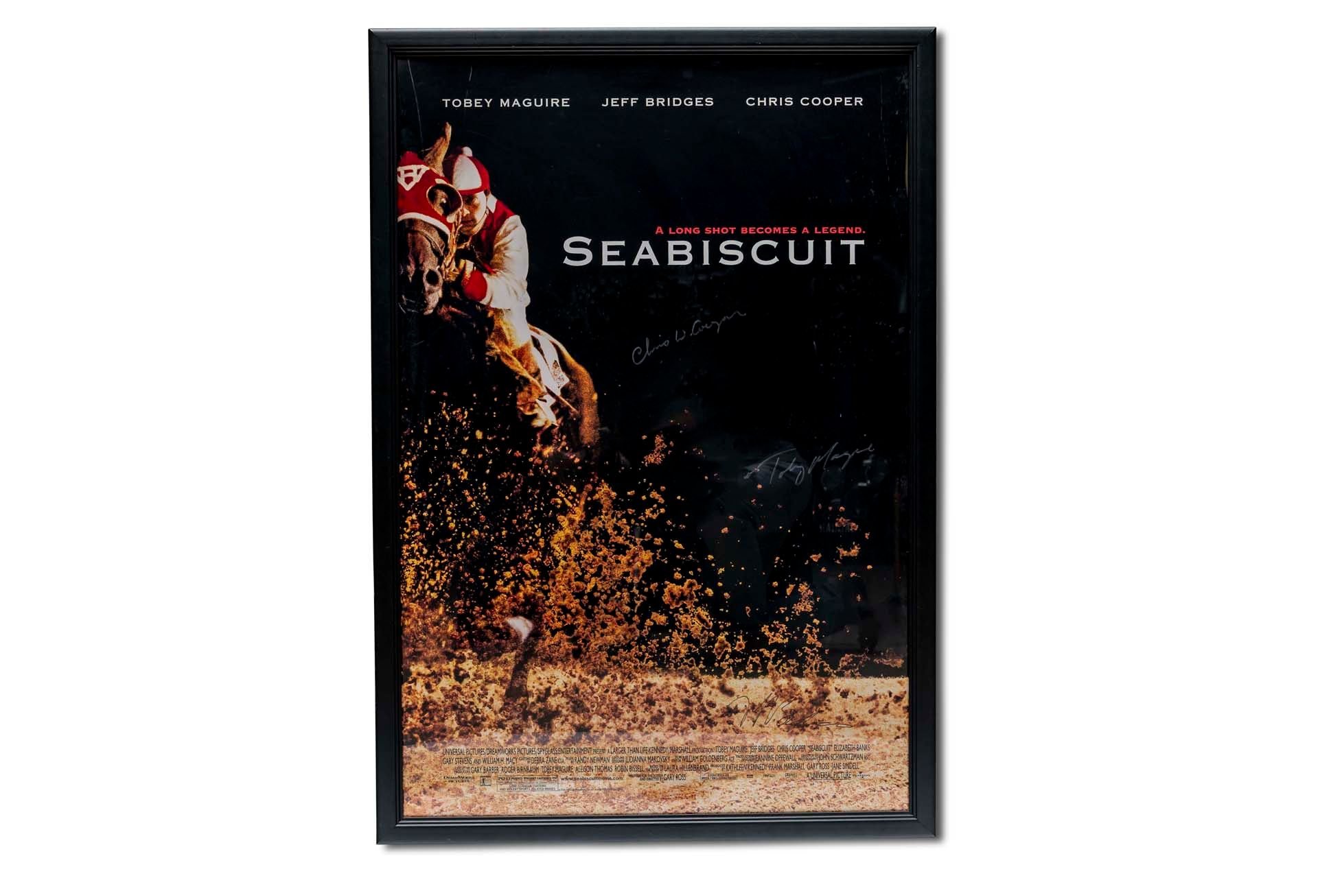For Sale Framed Seabiscuit Movie Poster, Signed by Toby Maguire, Jeff Bridges, Chris Cooper