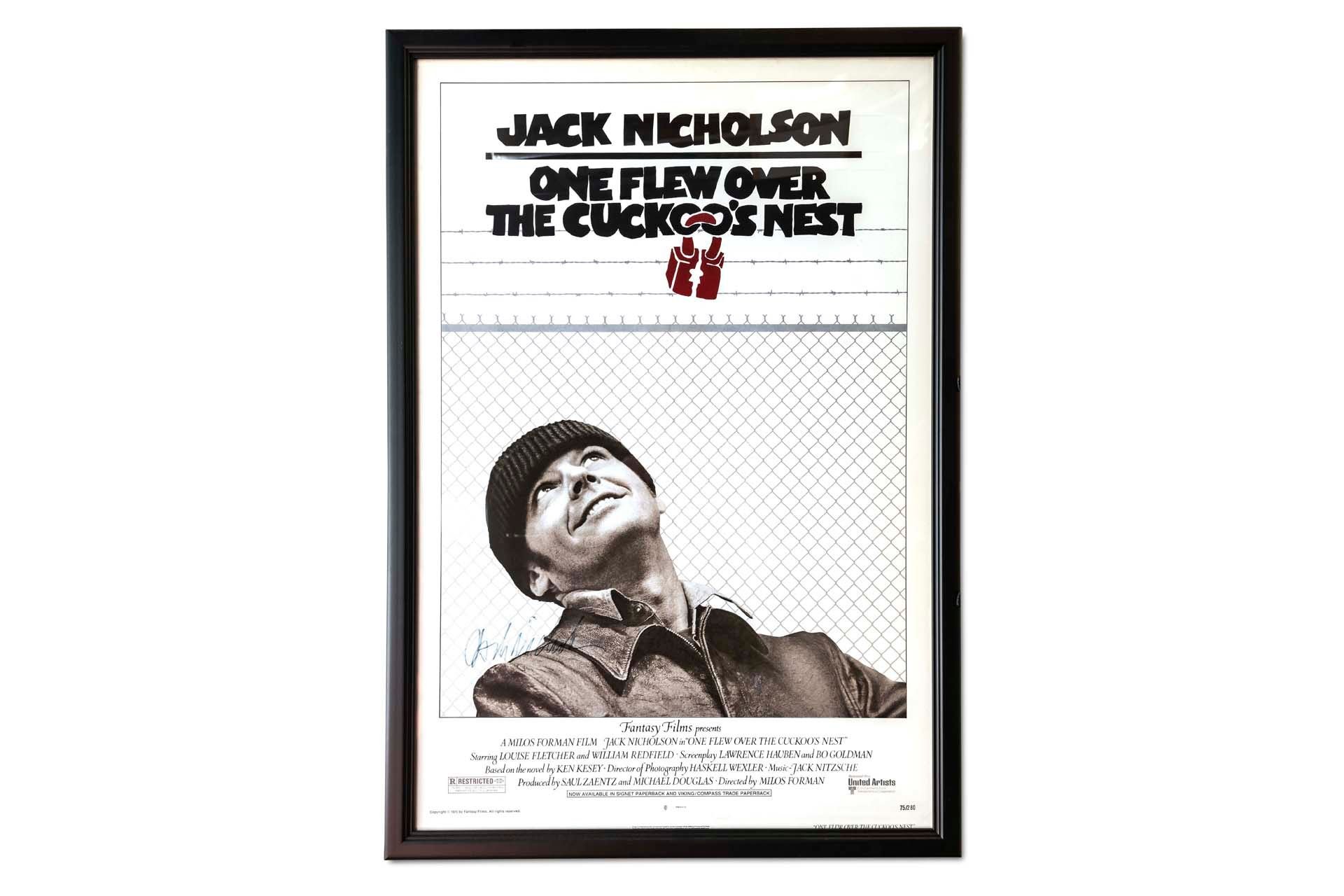 For Sale Framed 'One Flew Over the Cuckoo's Nest' Poster 75/280 Signed by Jack Nicholson