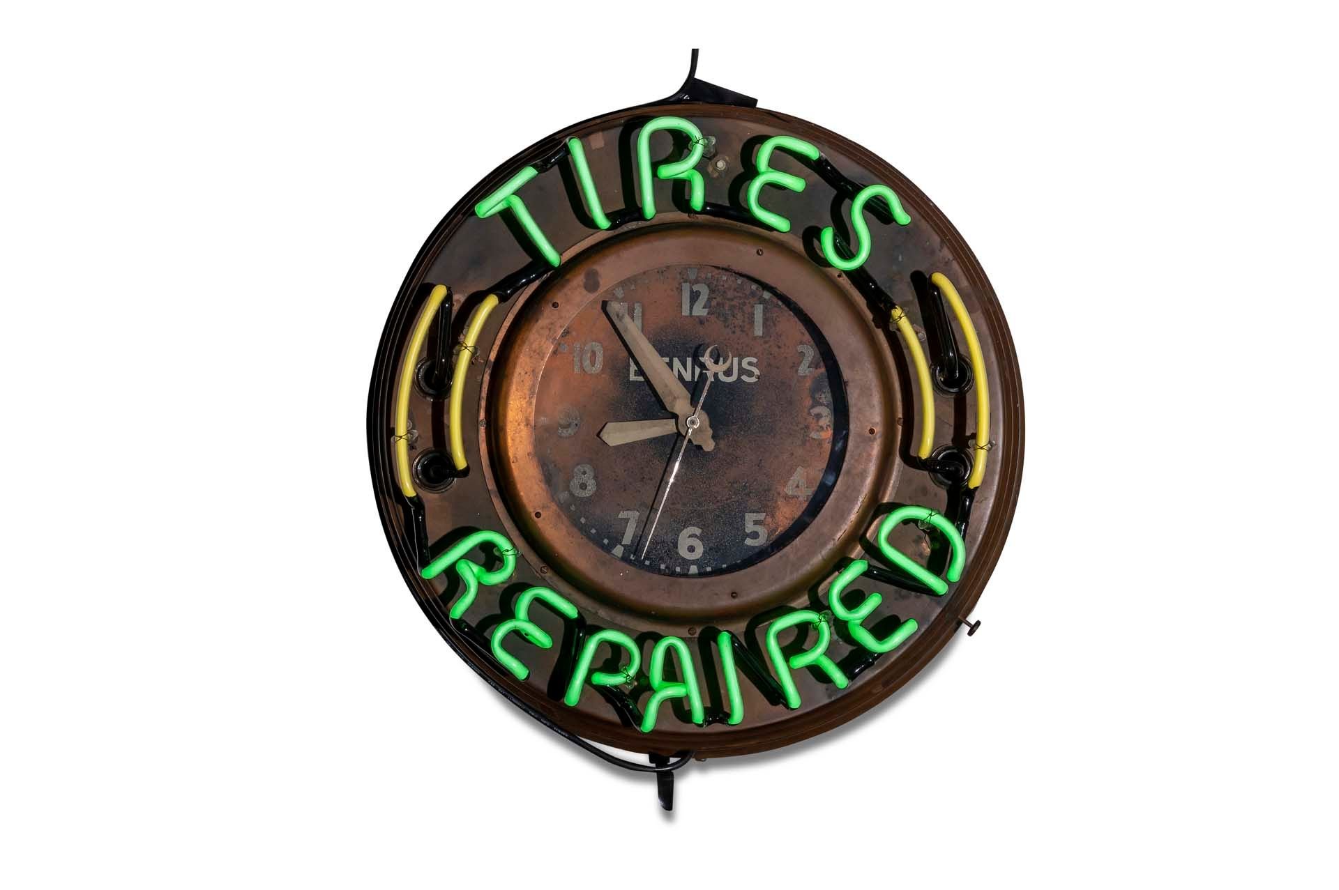 For Sale Neon Clock 'Tires Repaired'