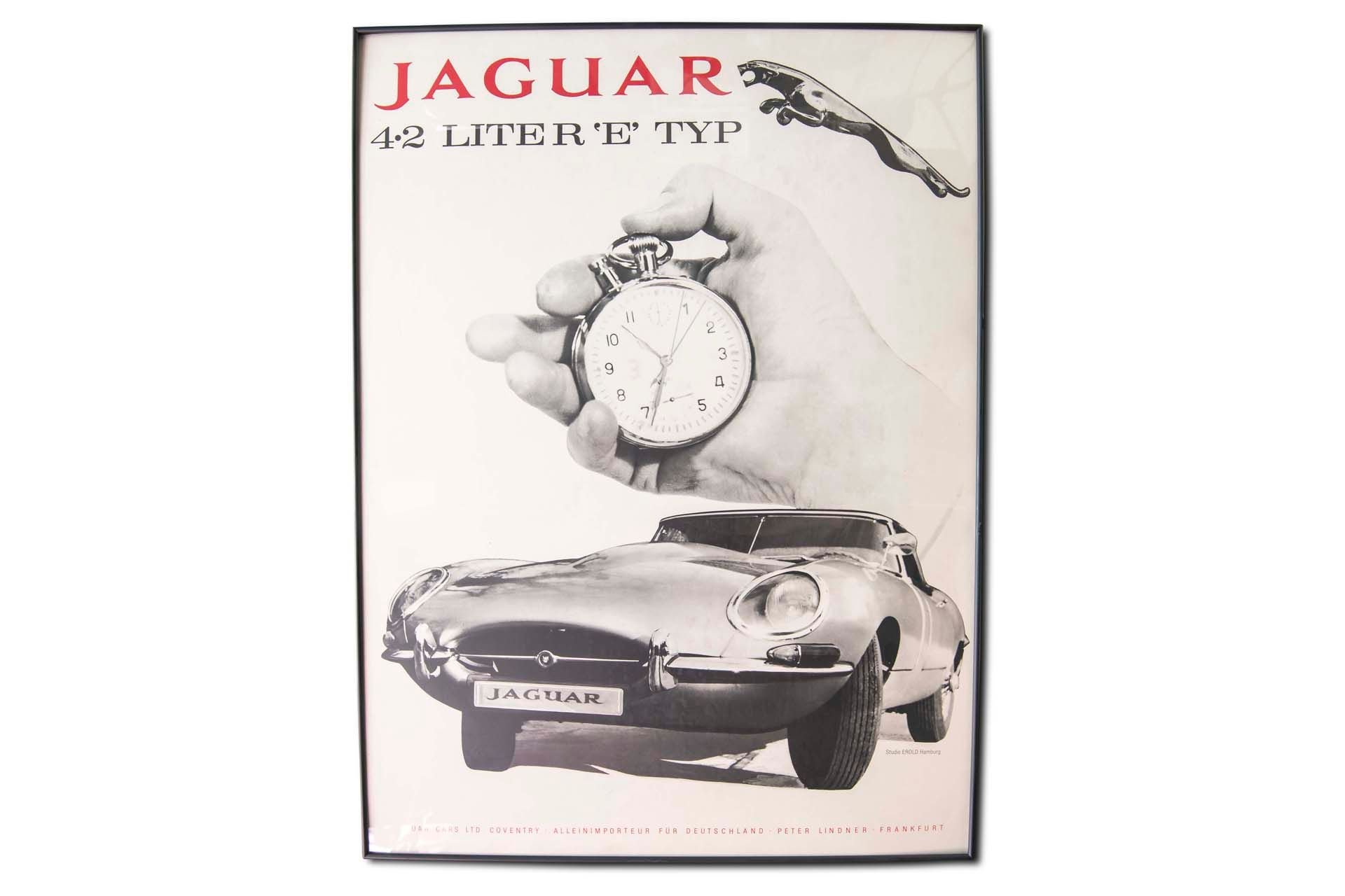 For Sale Framed Original 'Jaguar E-Type' Advertising Poster