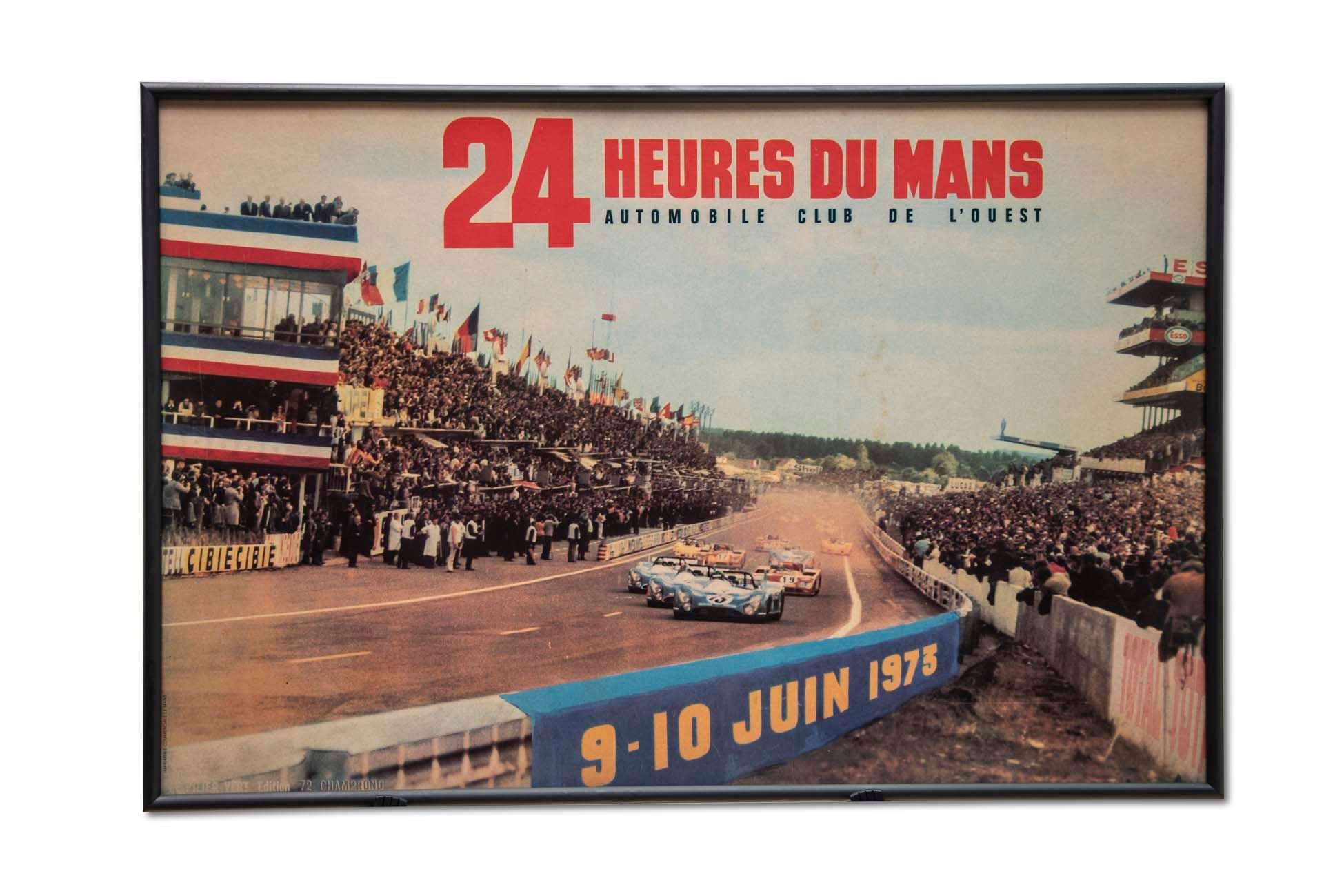For Sale Framed Original '1973 24 heures du Mans' Event Poster