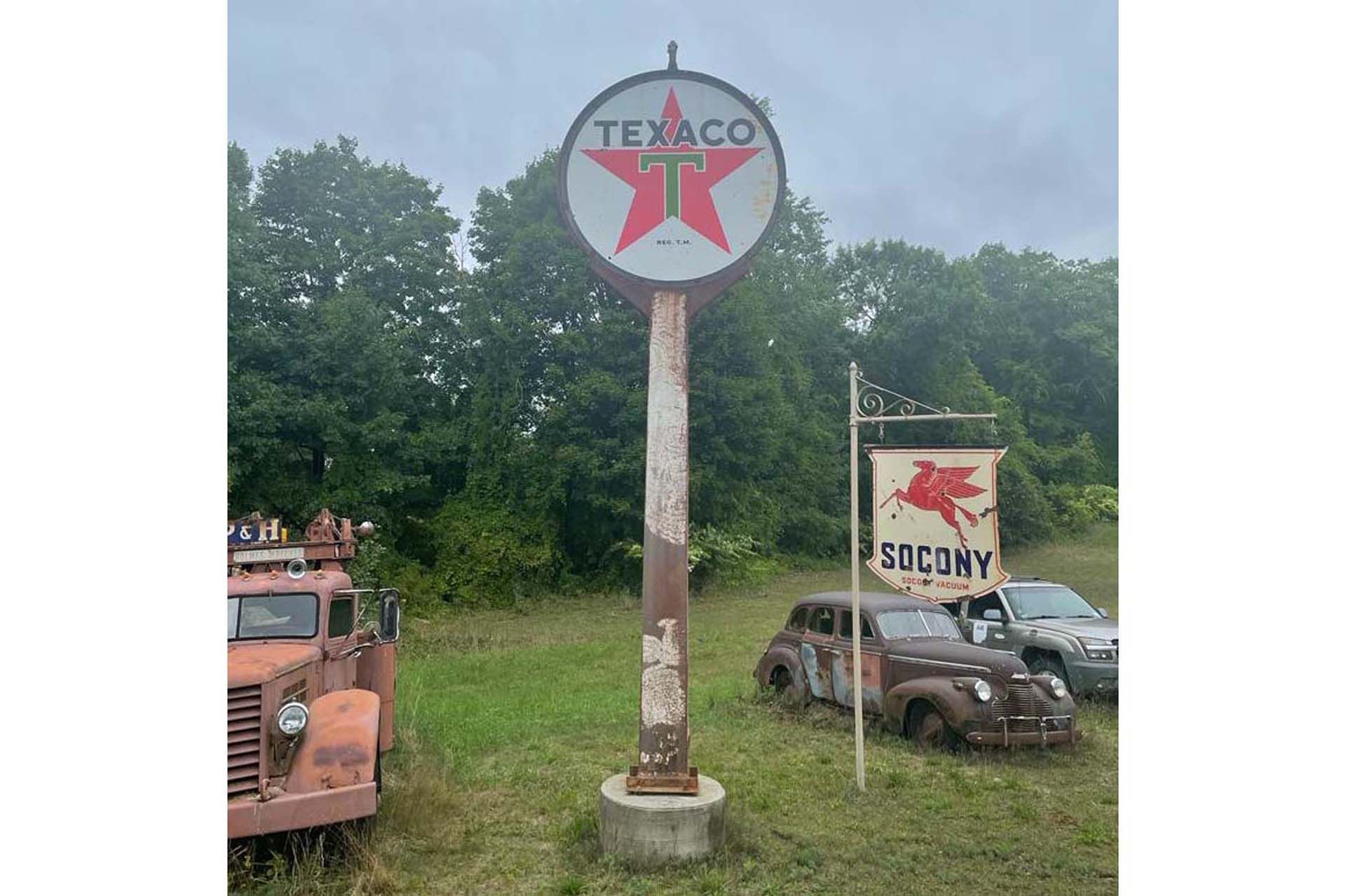 For Sale Very Large Texaco Service Station Double-Sided Porcelain Sign