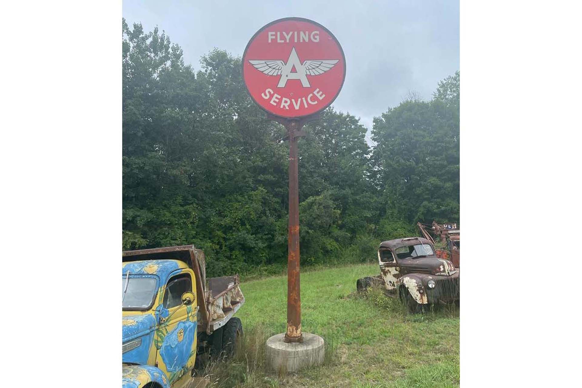 Broad Arrow Auctions | Very Large Flying A Service Station Double-Sided Porcelain Sign