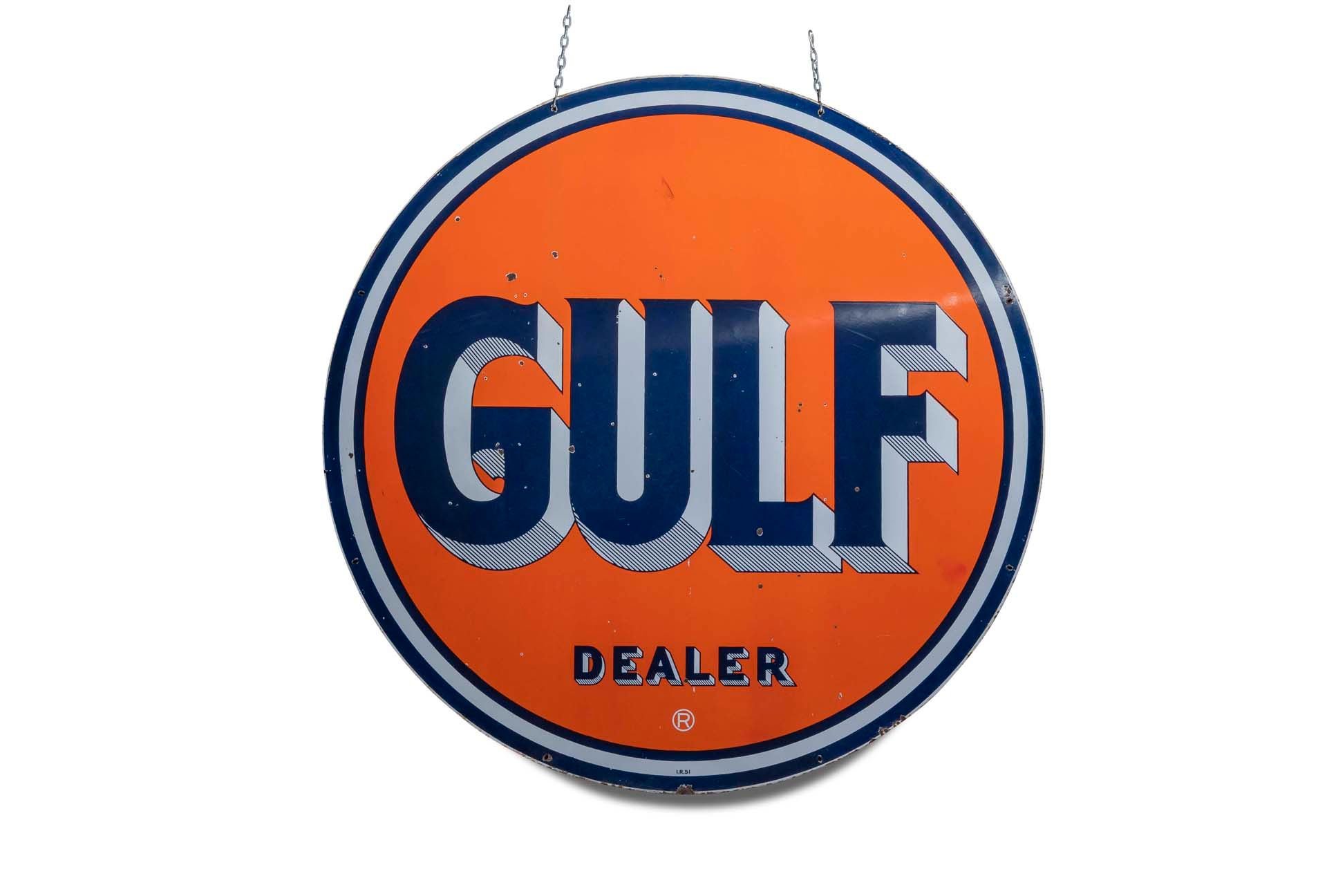 For Sale 'Gulf' Porcelain Sign, Double-Sided