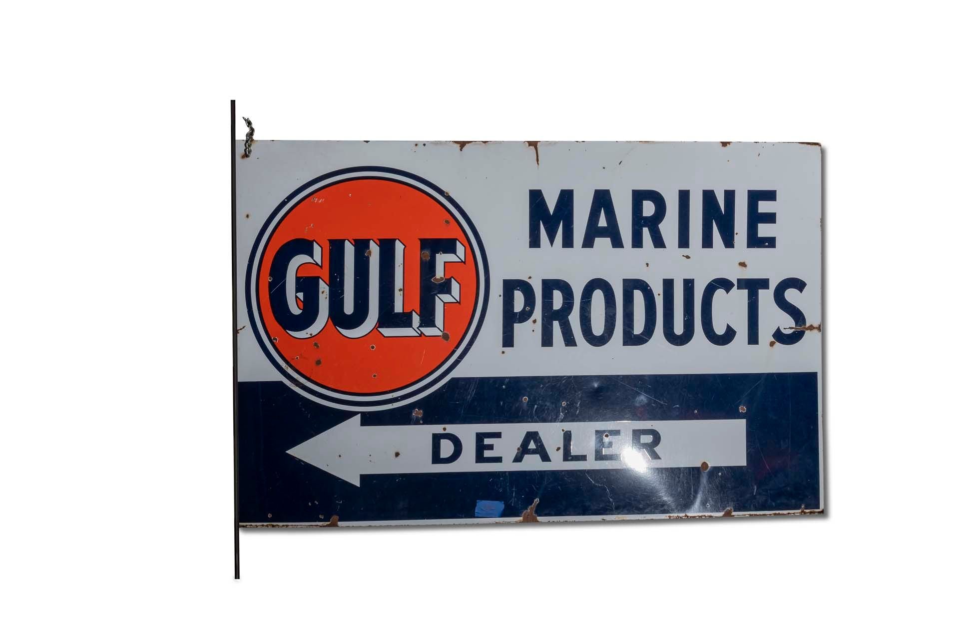 For Sale 'Gulf Marine Products Dealer' Porcelain Sign