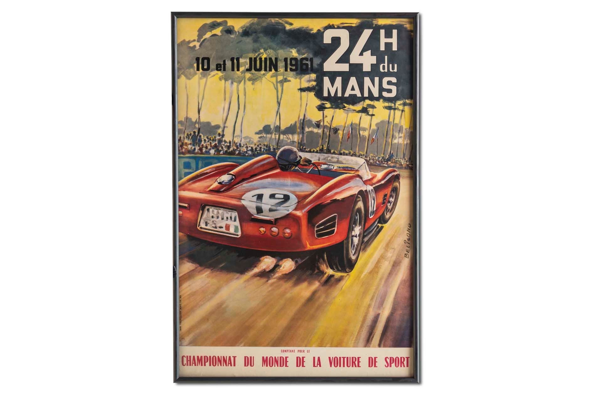 For Sale Framed Original '1961 24 heures du Mans' Event Poster