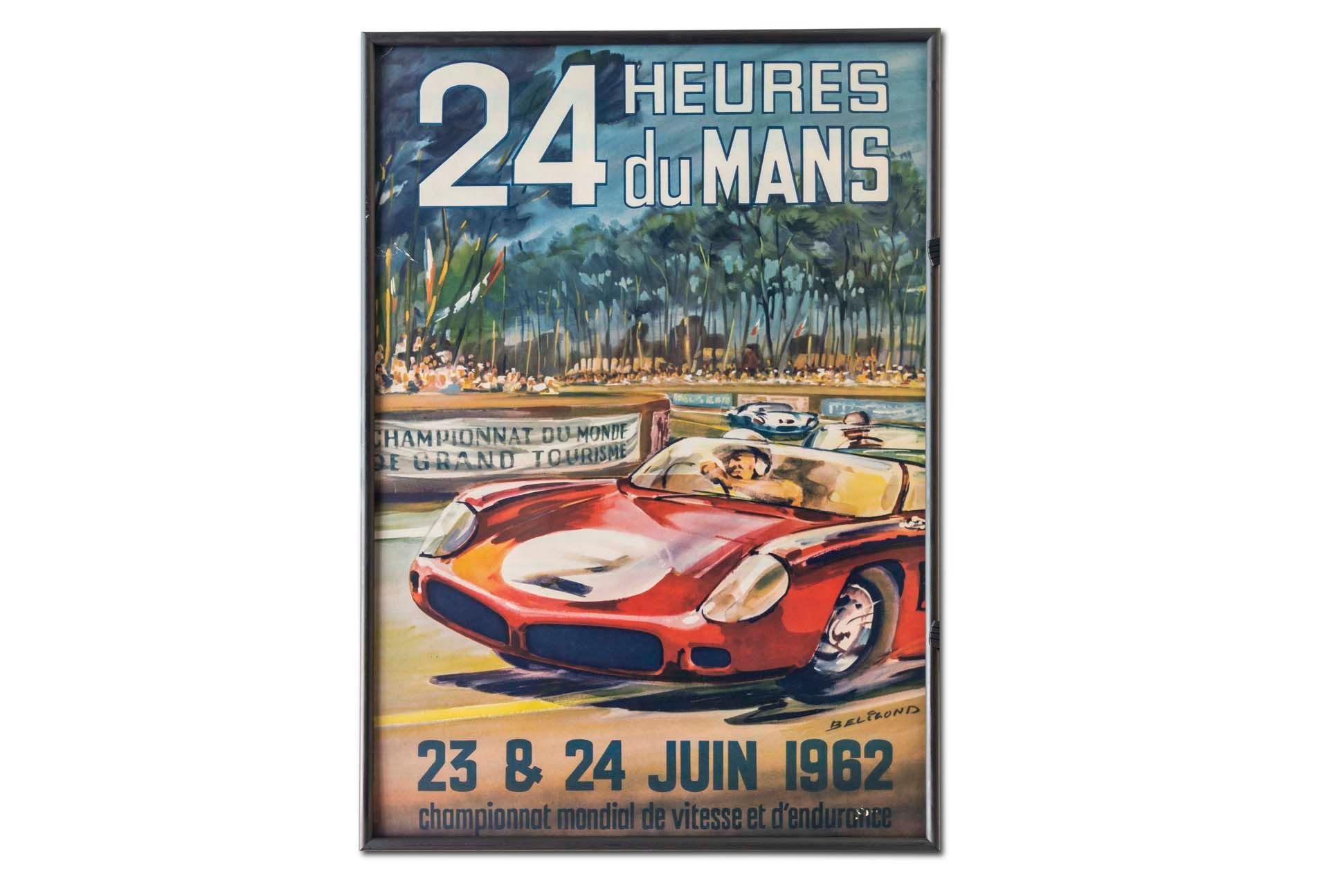 For Sale Framed Original '1962 24 heures du Mans' Event Poster