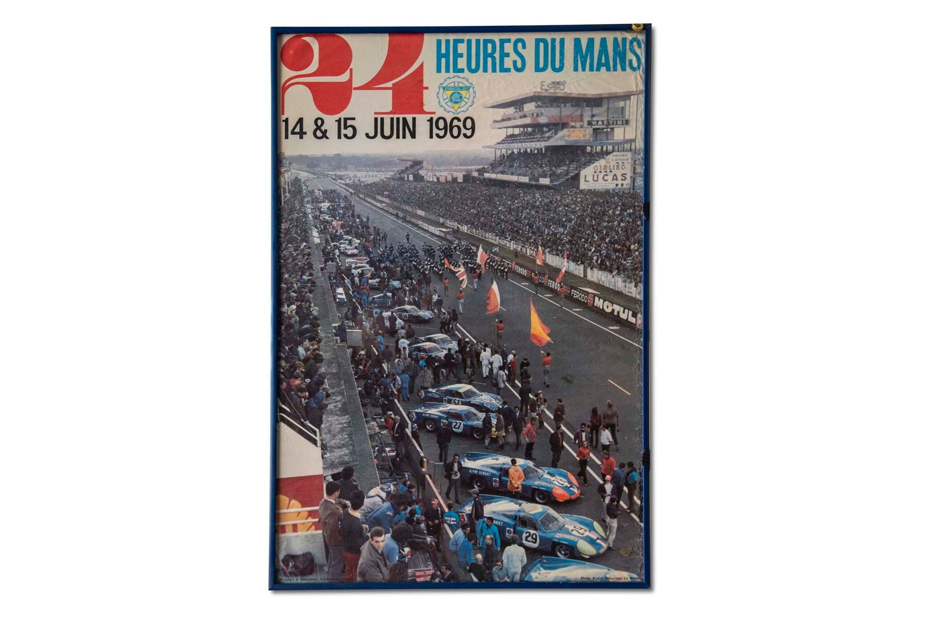 For Sale Framed Original '1969 24 heures du Mans' Event Poster