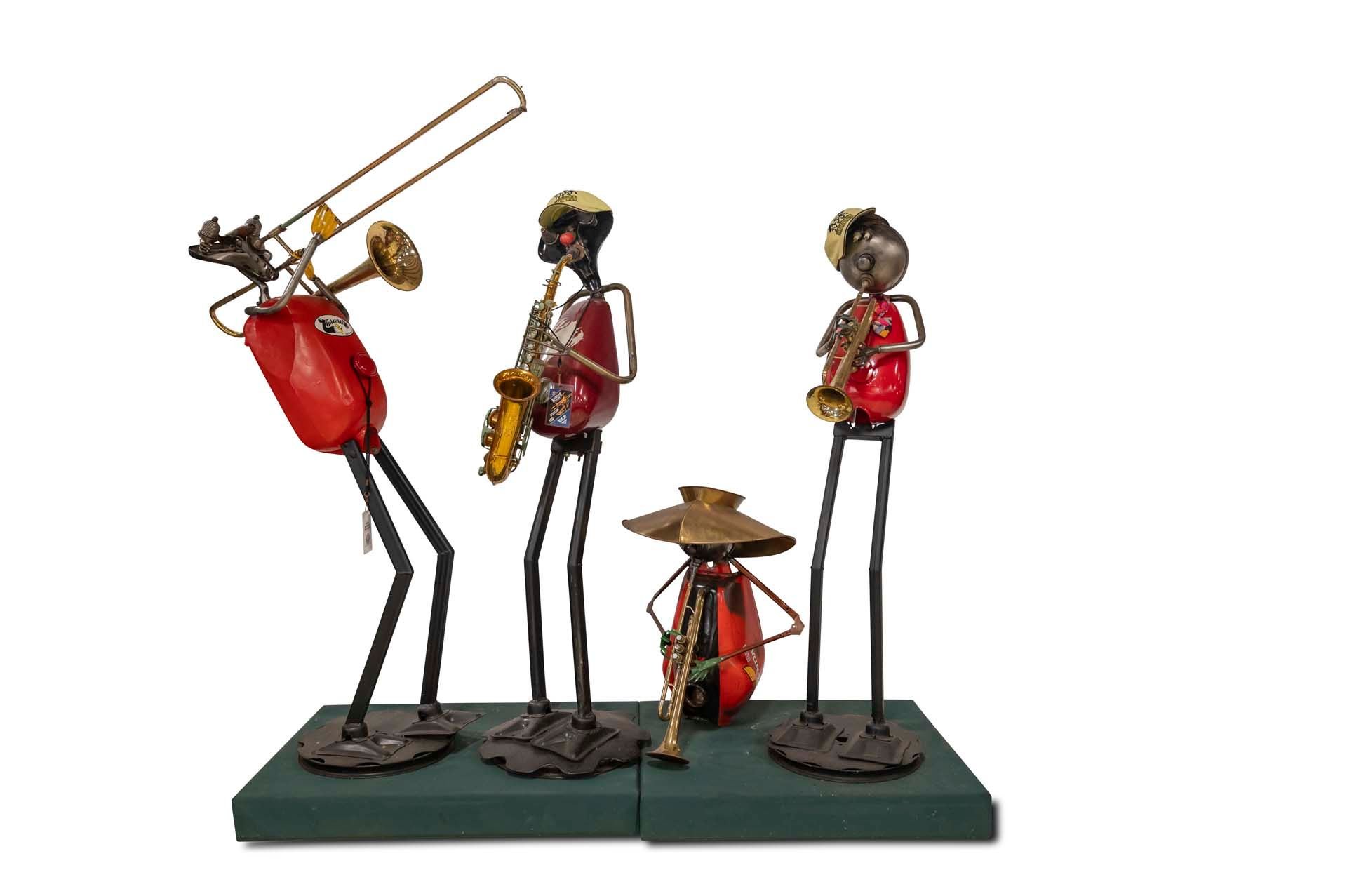 Broad Arrow Auctions | Upcycled Motor Cycle Parts into Large Jazz Band Figurines