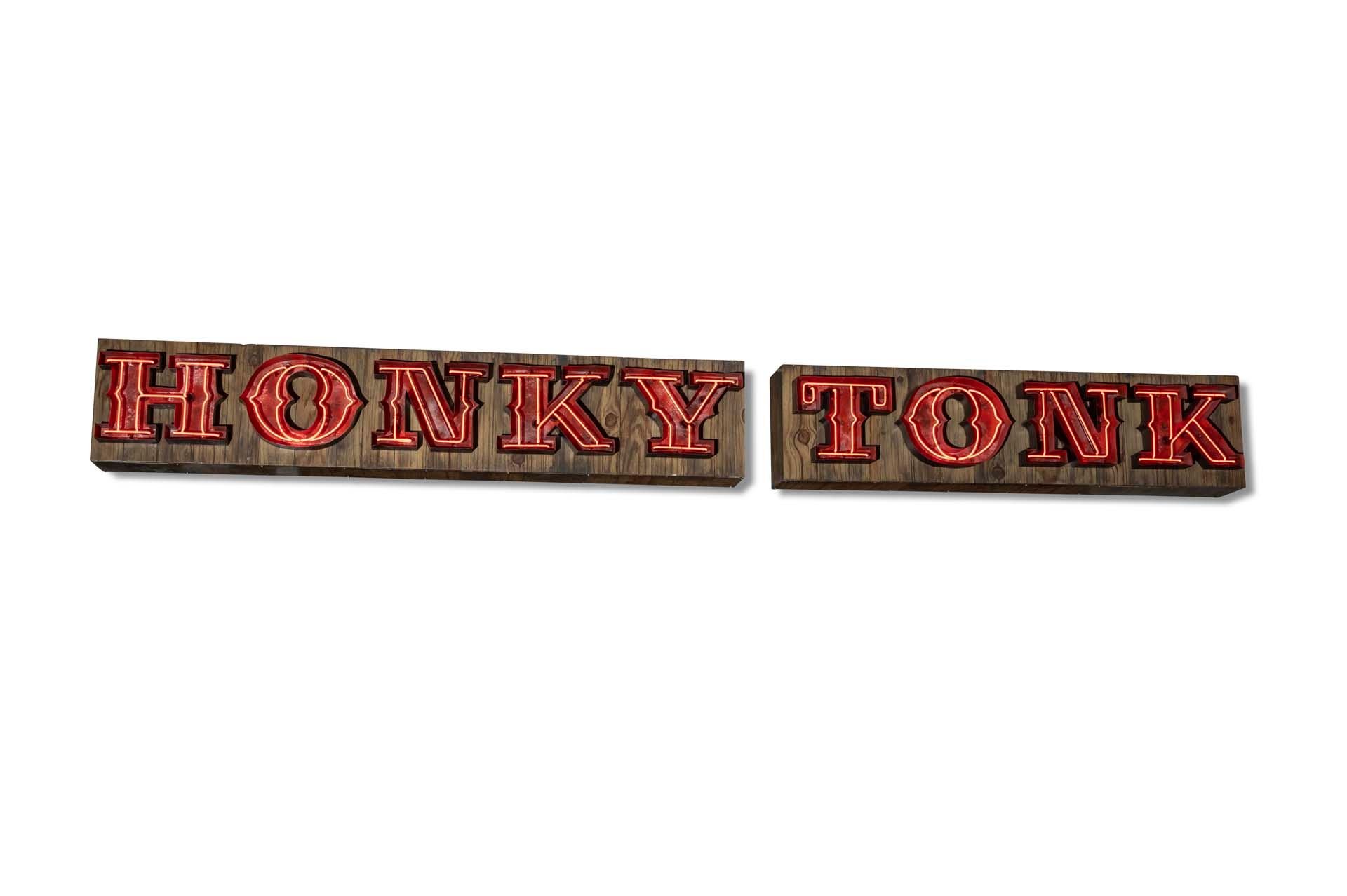 For Sale Neon 'Honky Tonk' 2 Piece Sign