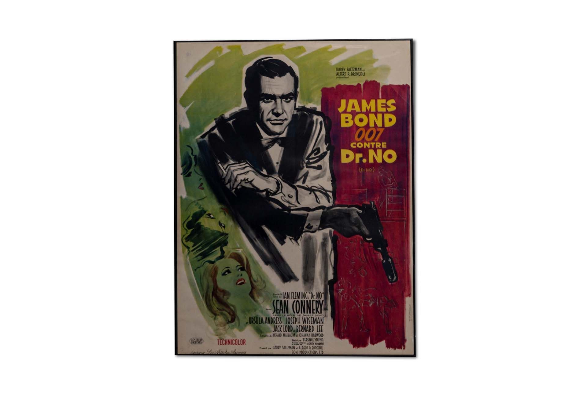 For Sale Large Framed Red Variant 'James Bond 007 French Dr. No' Movie Poster