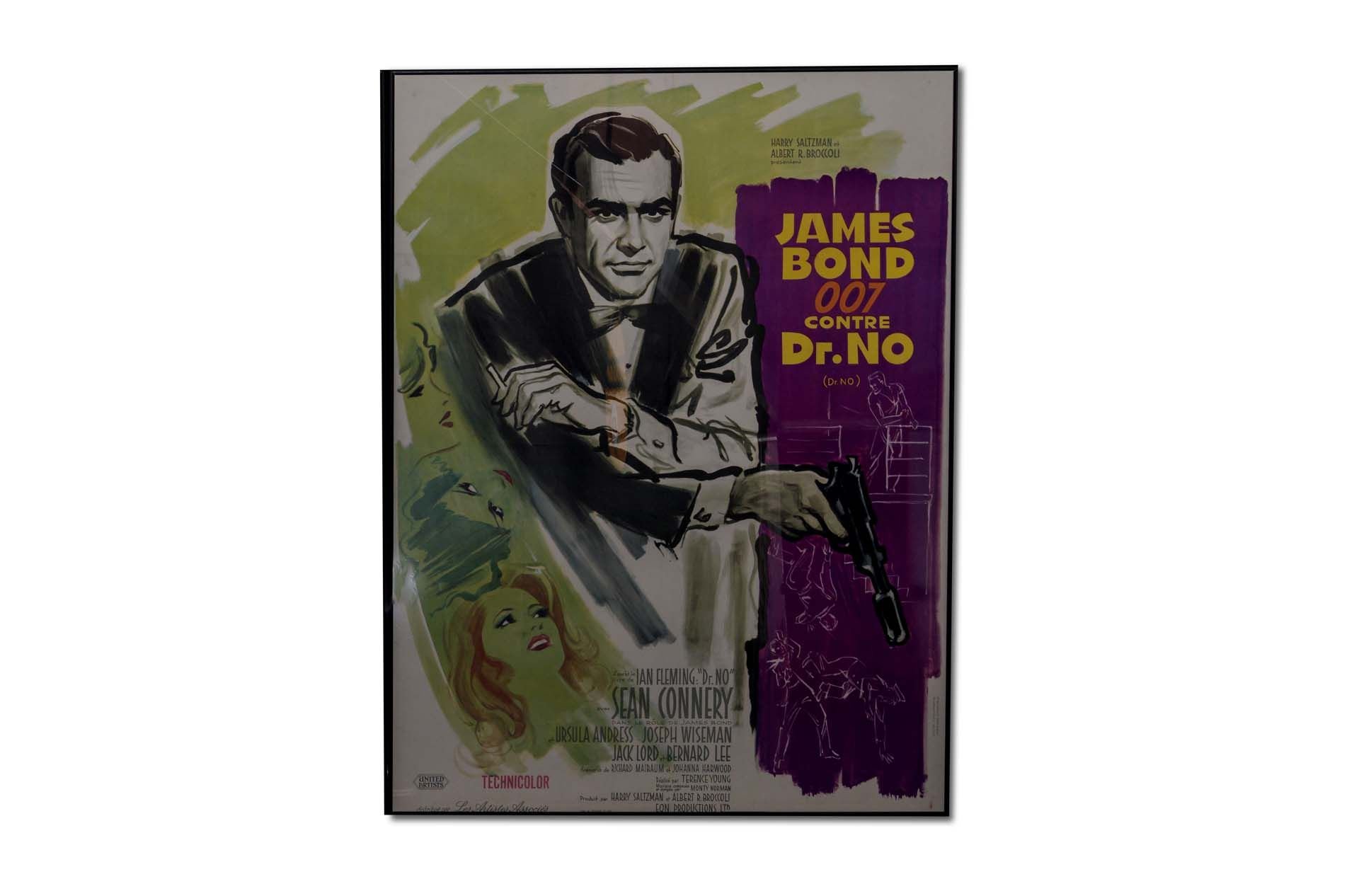 For Sale Large Framed Purple Variant Artist Proof  'James Bond 007 French Dr. No' Movie Poster