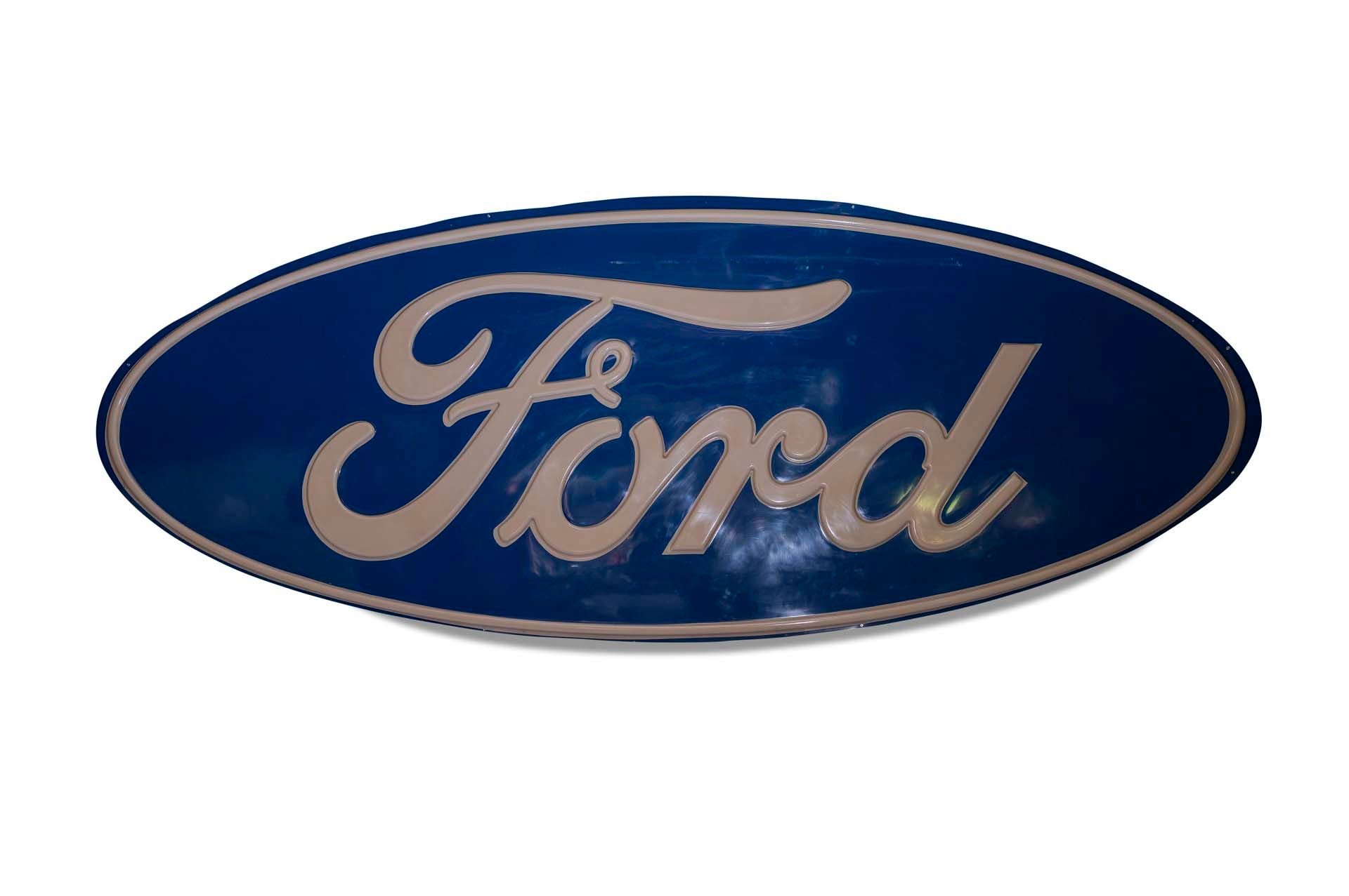 Broad Arrow Auctions | Very Large Ford Oval Plastic Dealership Sign