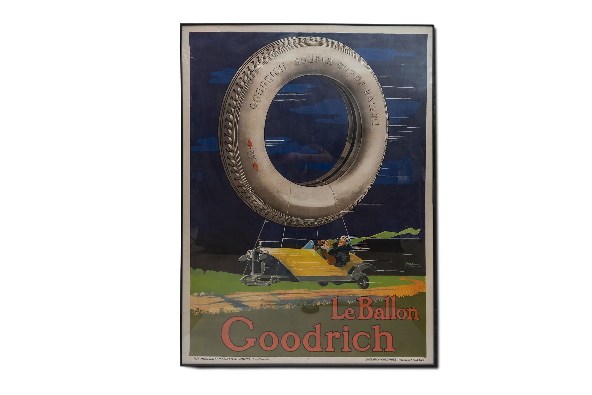 For Sale Framed Original Rare "LeBallon Goodrich Tire' Advertising Poster