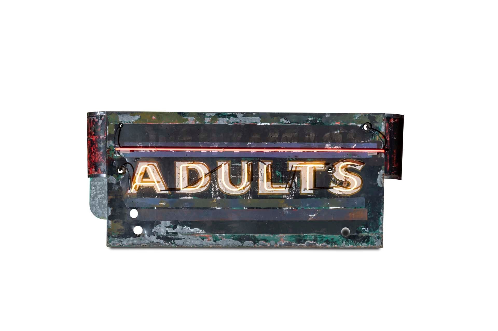 For Sale Large 'Adults' Neon Sign, Double-sided