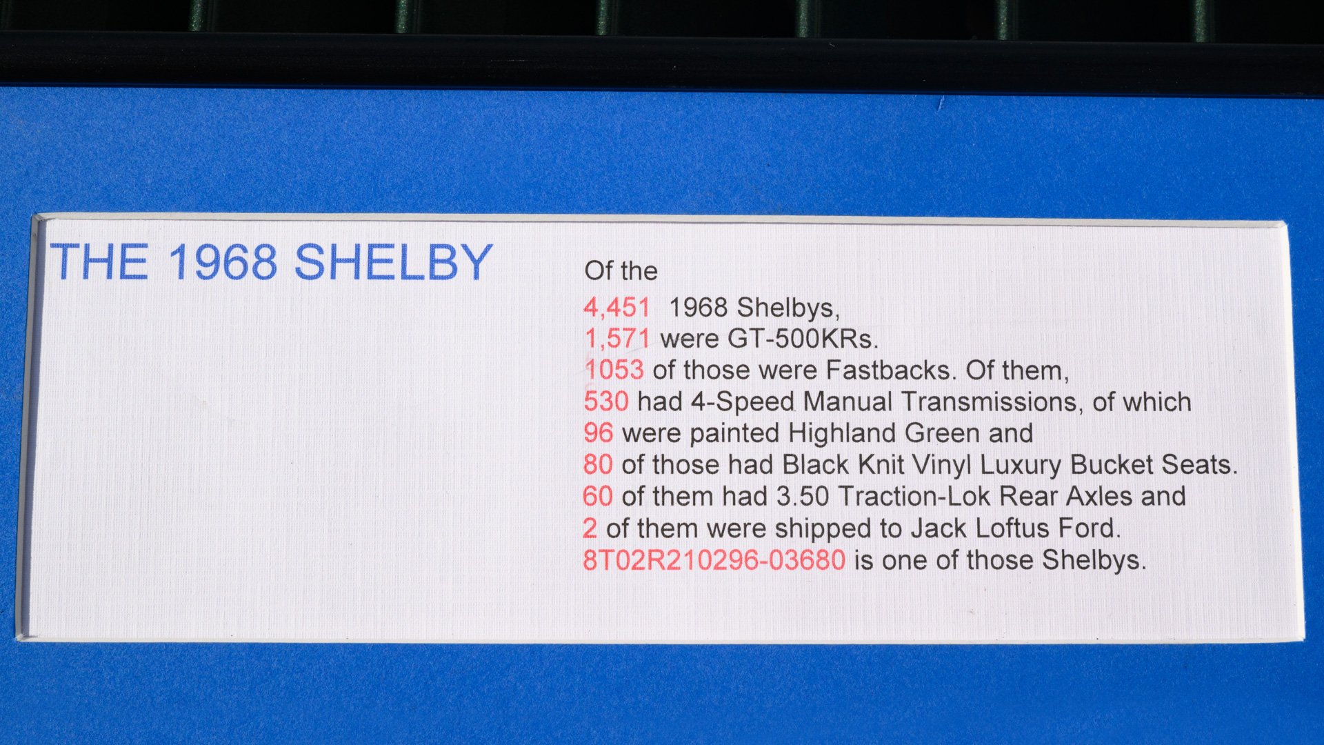 Broad Arrow Auctions | 1968 Shelby GT500 KR Fastback