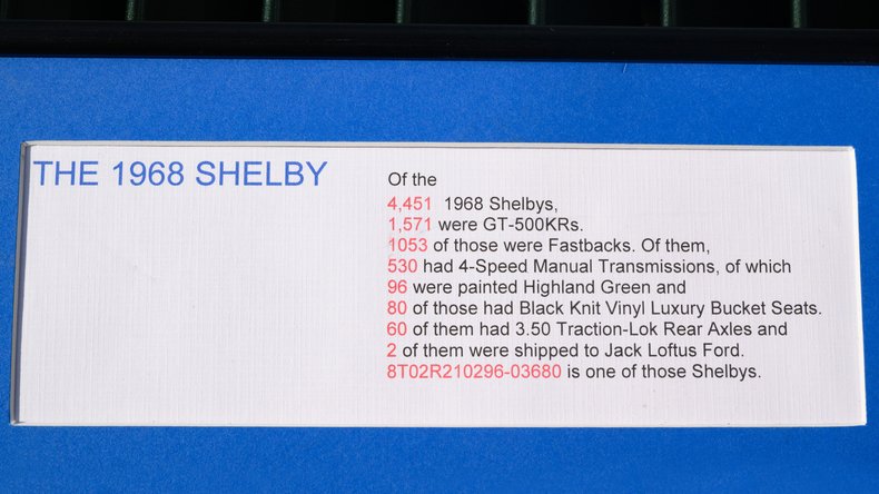Broad Arrow Auctions | 1968 Shelby GT500 KR Fastback